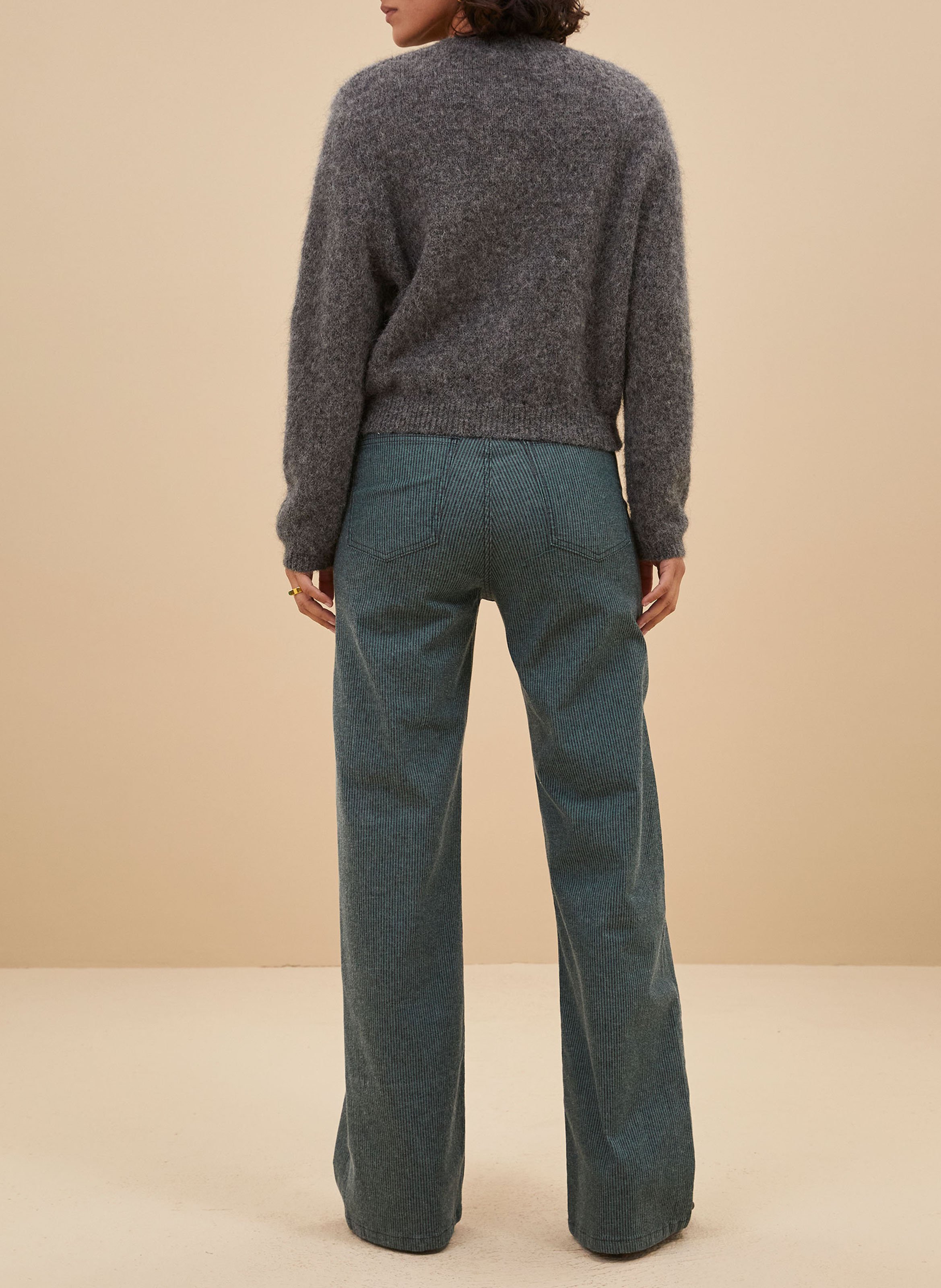 Pantalon large rayé en coton mélangé BY BAR Vert