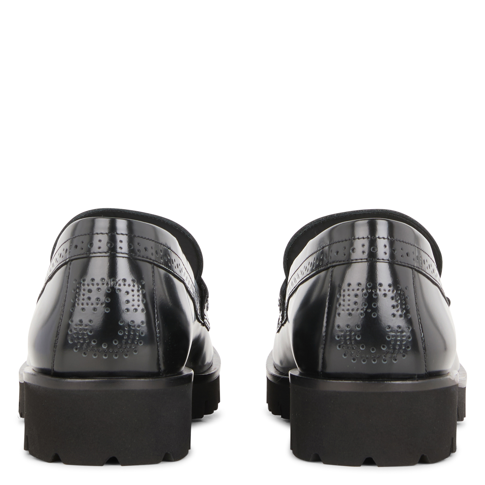 Moccasins with serrated sole in glazed leather Black