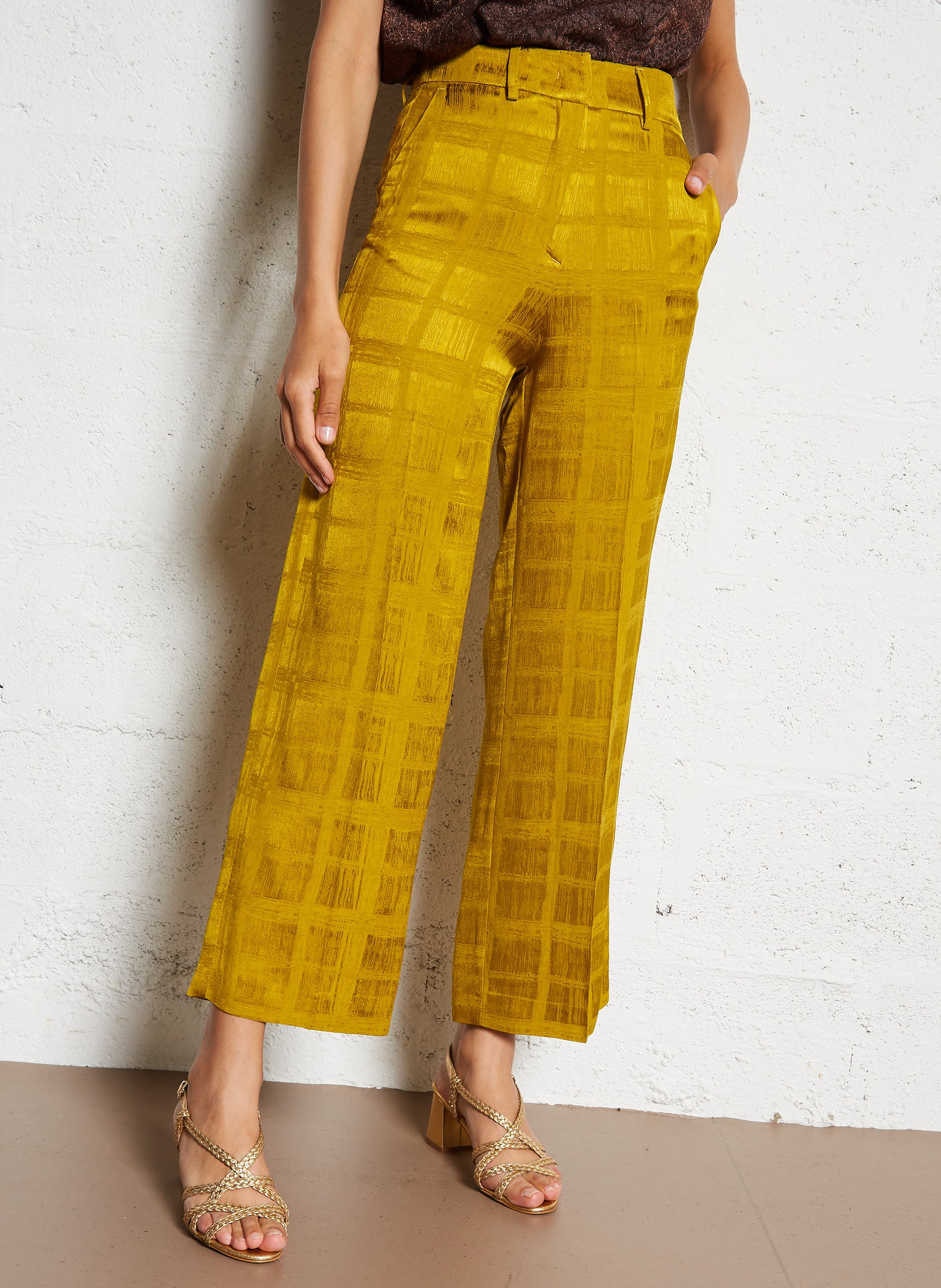 Pantalon large jacquard MOMONI Marron