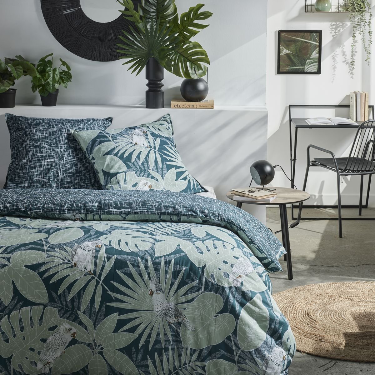 Zippered cotton printed bedding set TODAY LINGE DE MAISON Blue