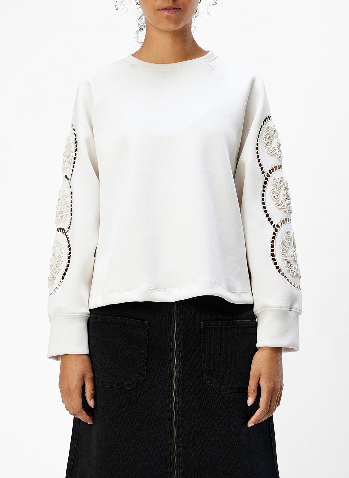 Straight sweatshirt in mixed recycled fibers OBJECT Beige