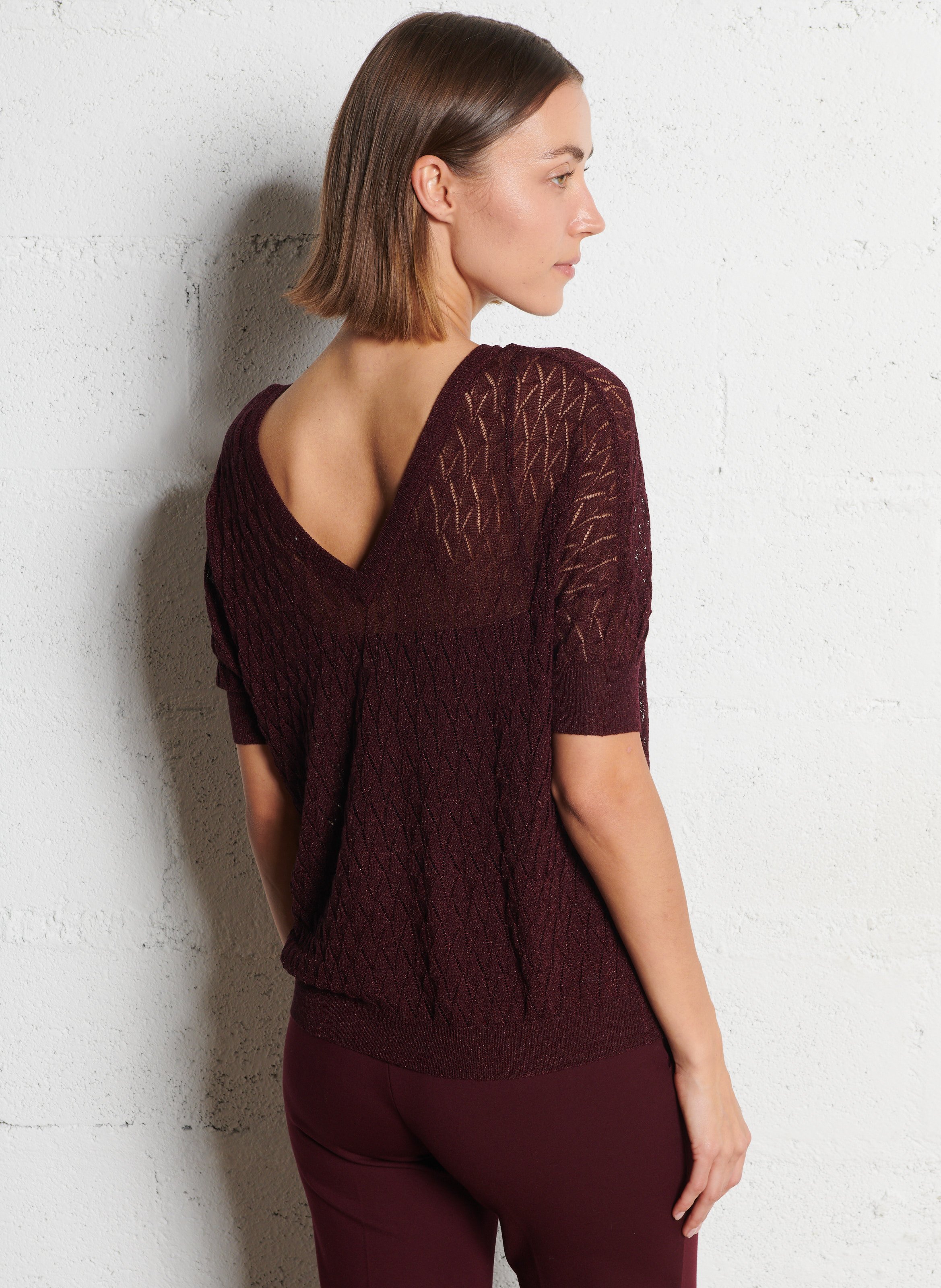 Straight knit sweater with sequins IKKS Purple