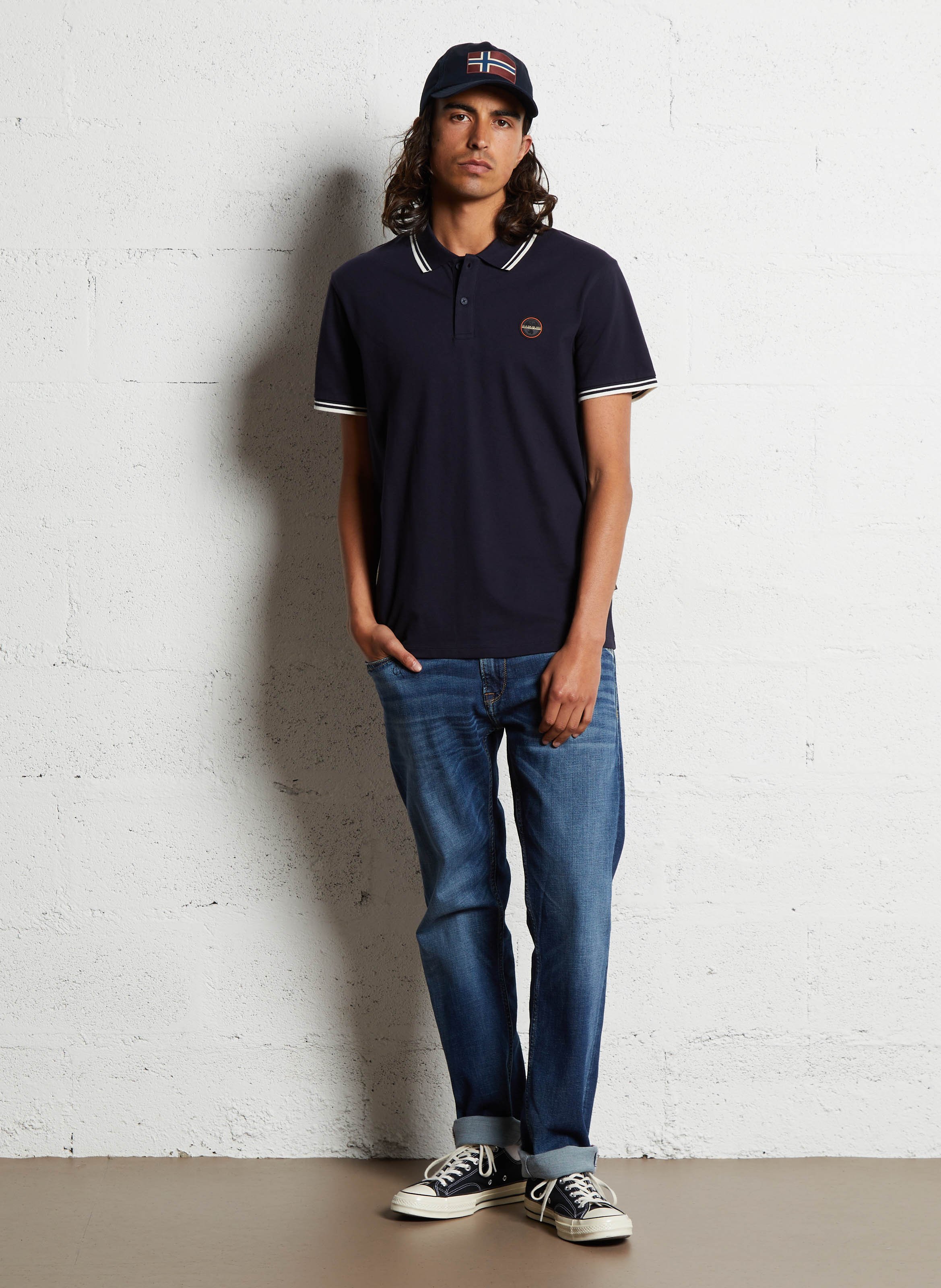Cotton-blend polo shirt NAPAPIJRI Blue