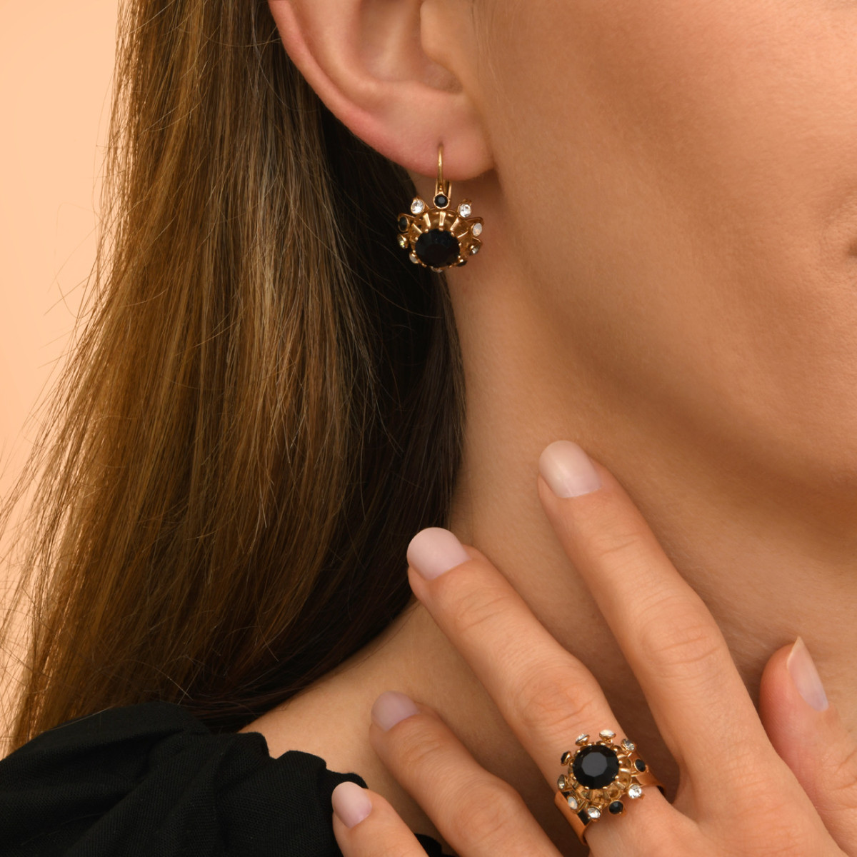 Petites boucles d'oreilles dormeuses solaires strass SATELLITE PARIS No Color