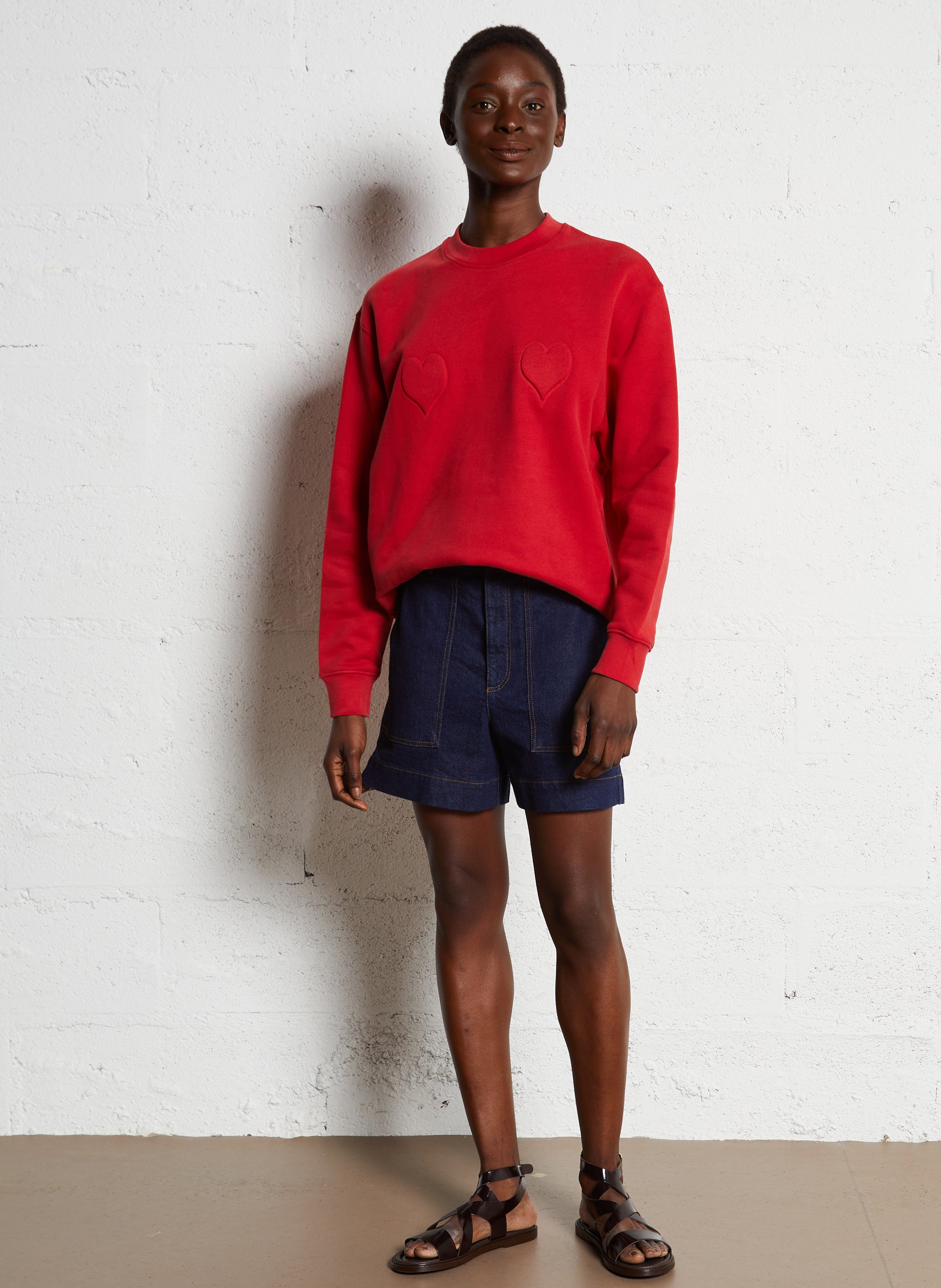 Sweat col rond en coton ELISE CHALMIN Rouge