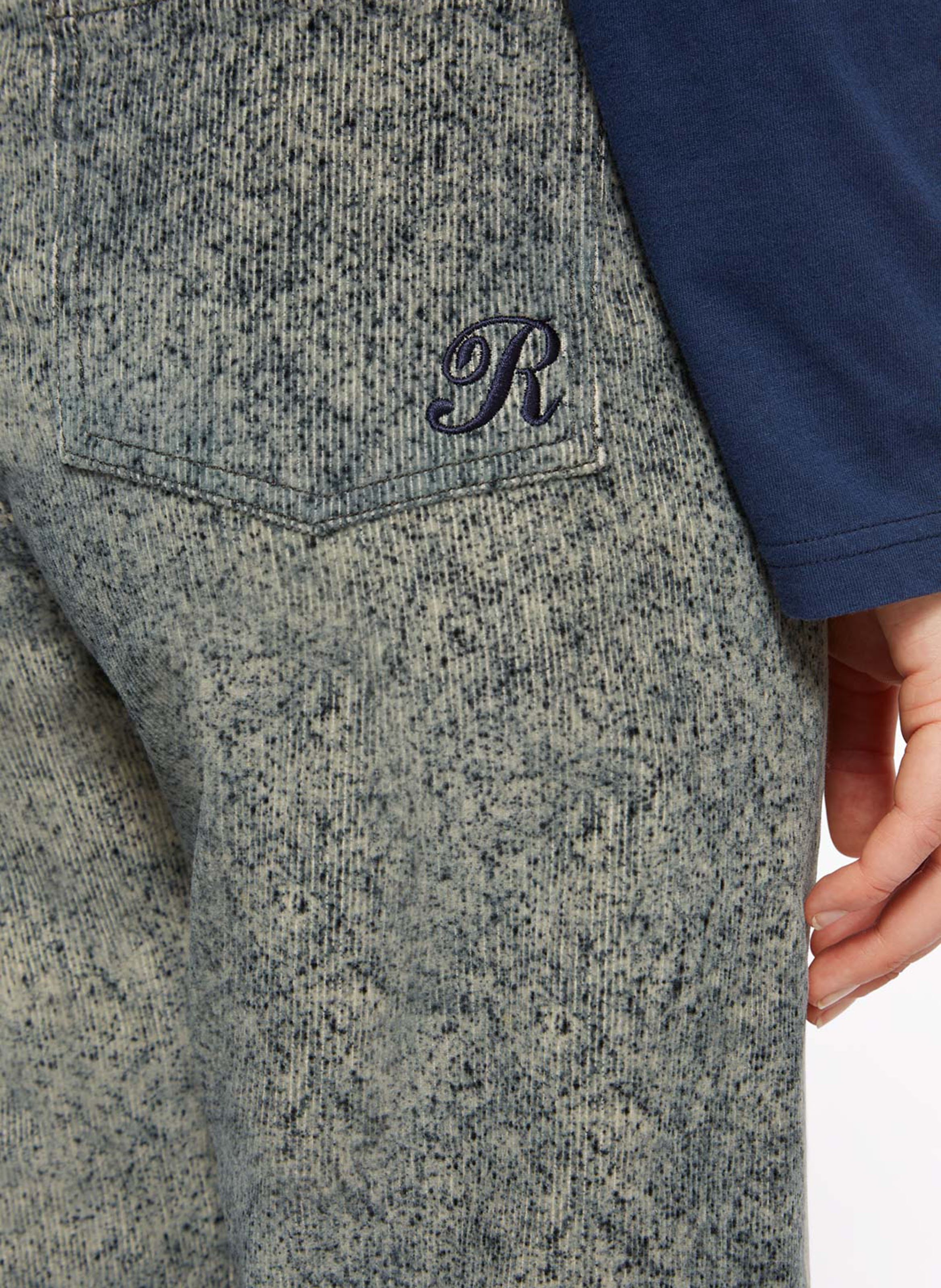 Pantalon droit imprimé en velours côtelé ROSEANNA Bleu