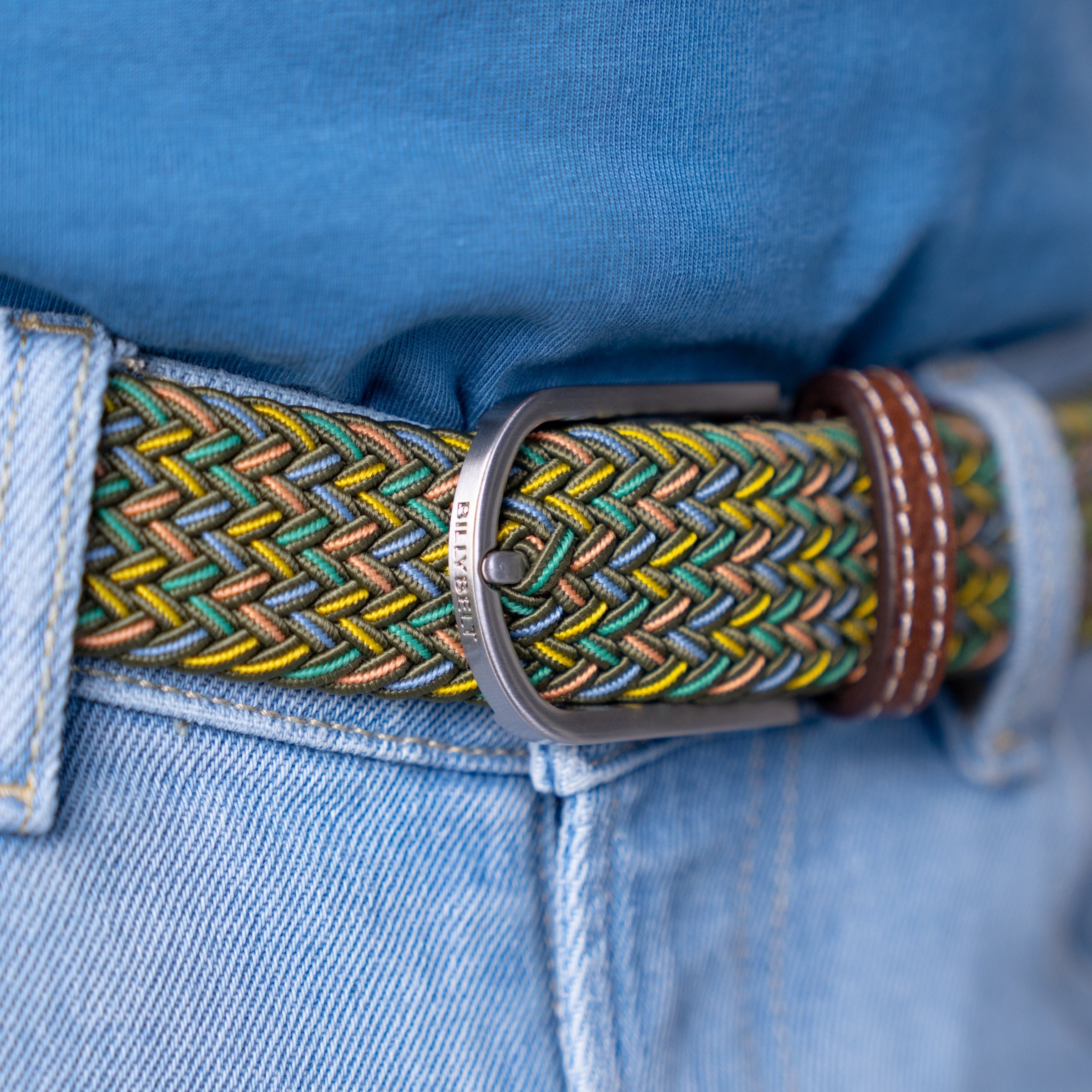 Multicolored braided elastic belt BILLYBELT Multicolored