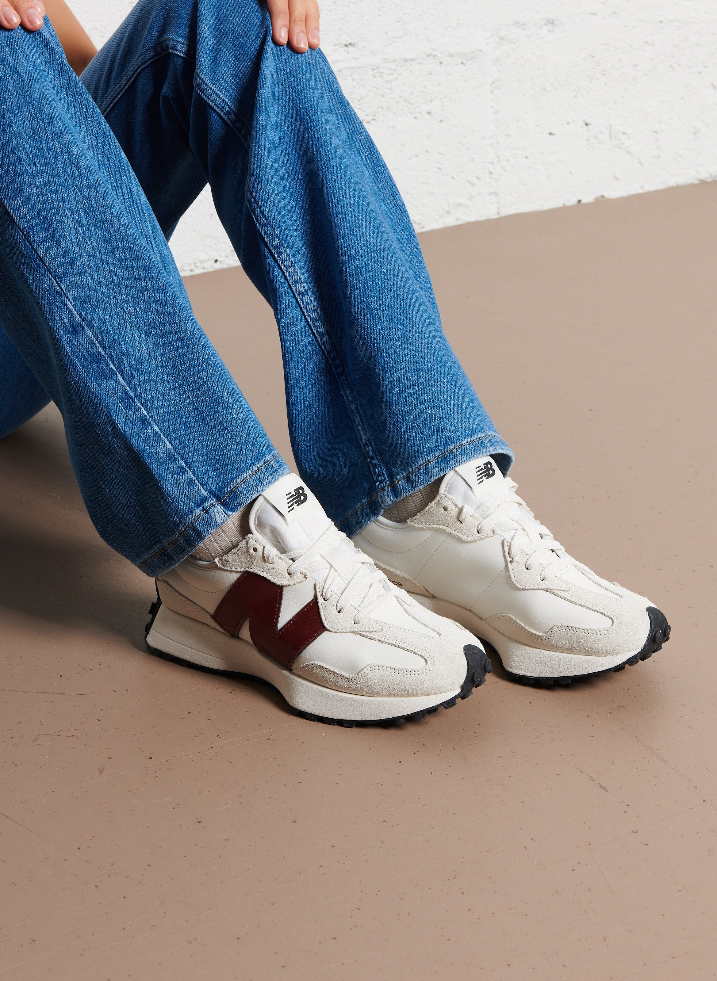 Low-top leather mix sneakers NEW BALANCE White