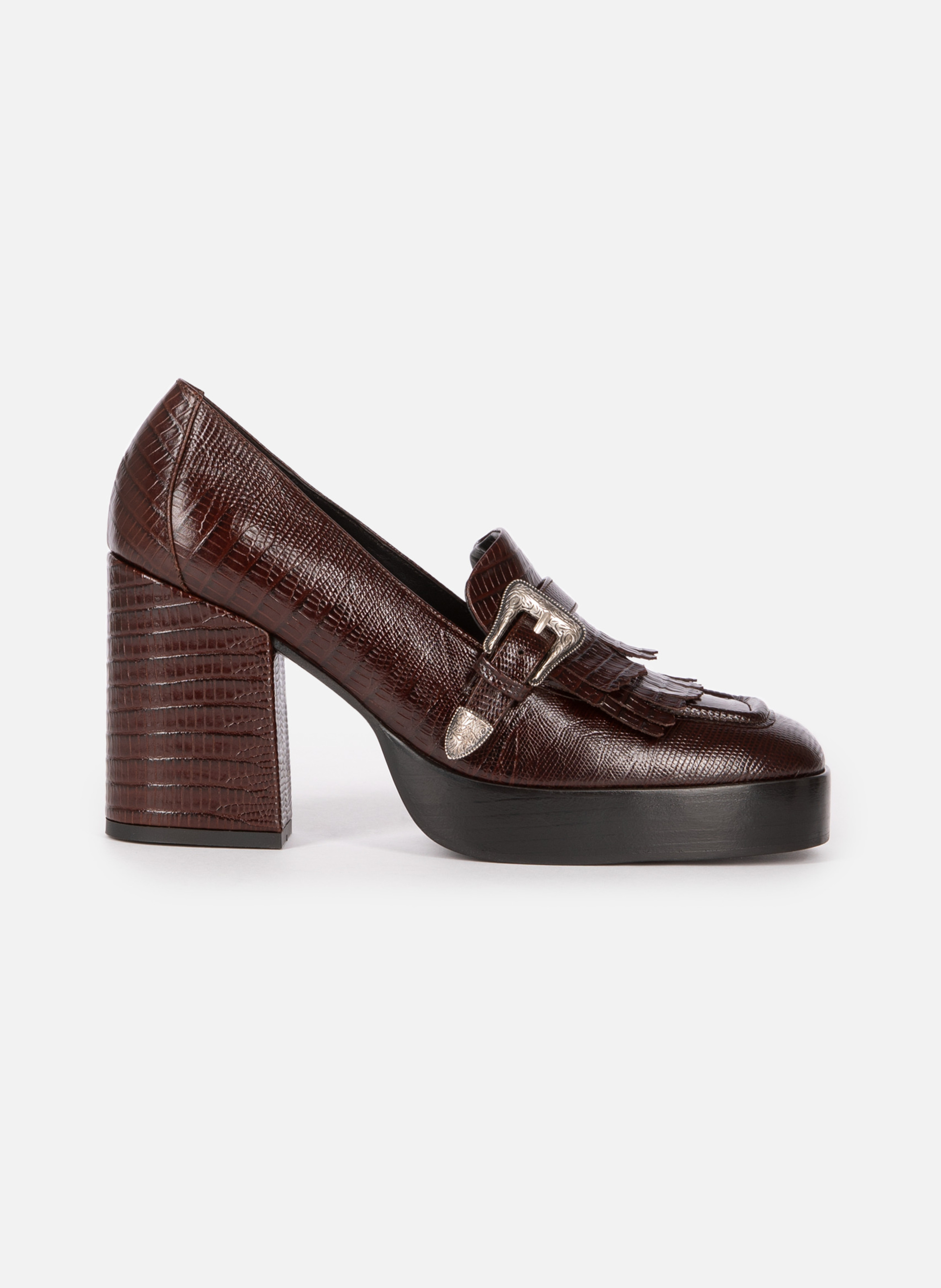 Mocassins à talons en cuir THE KOOPLES Marron