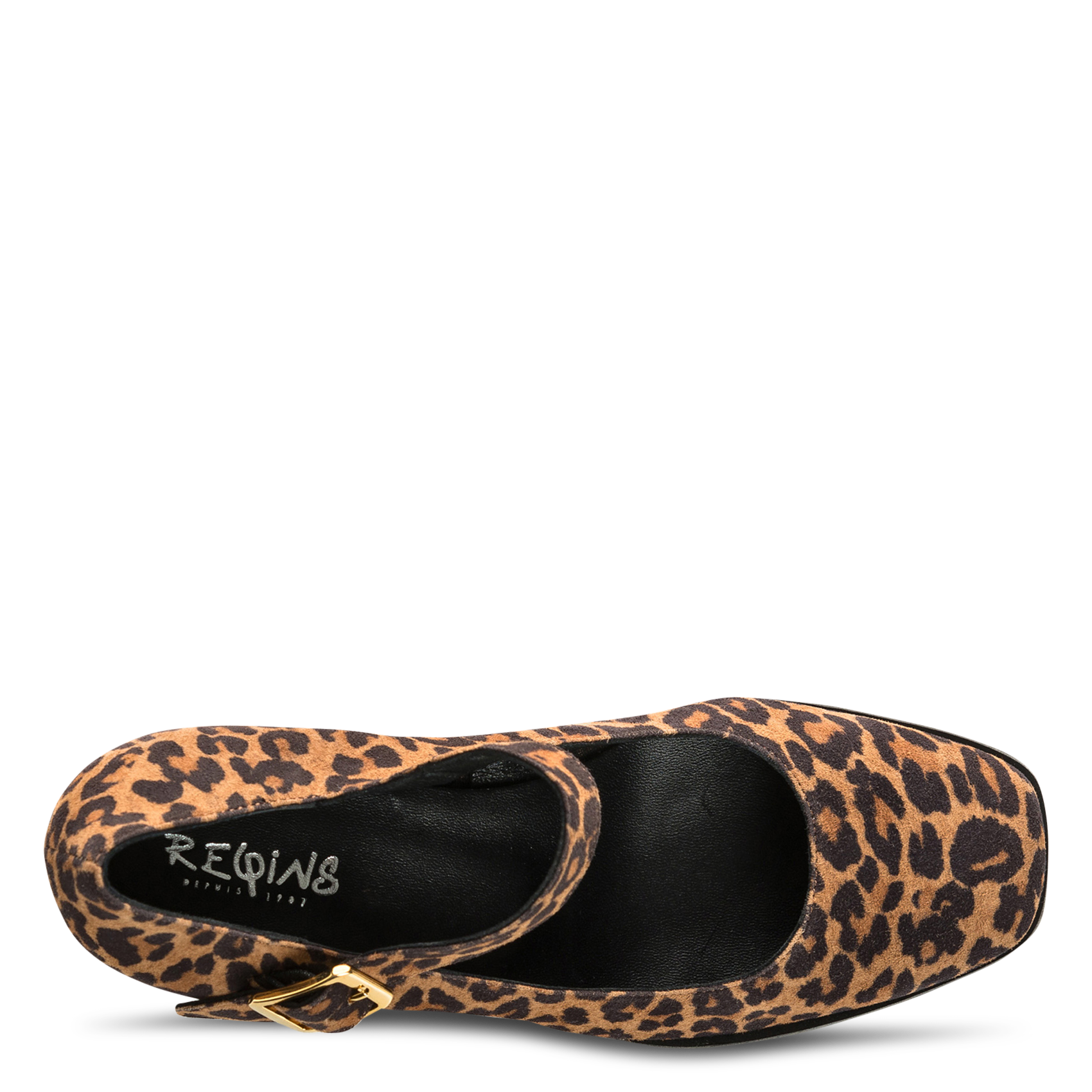 Suède pumps met print REQINS Bruin