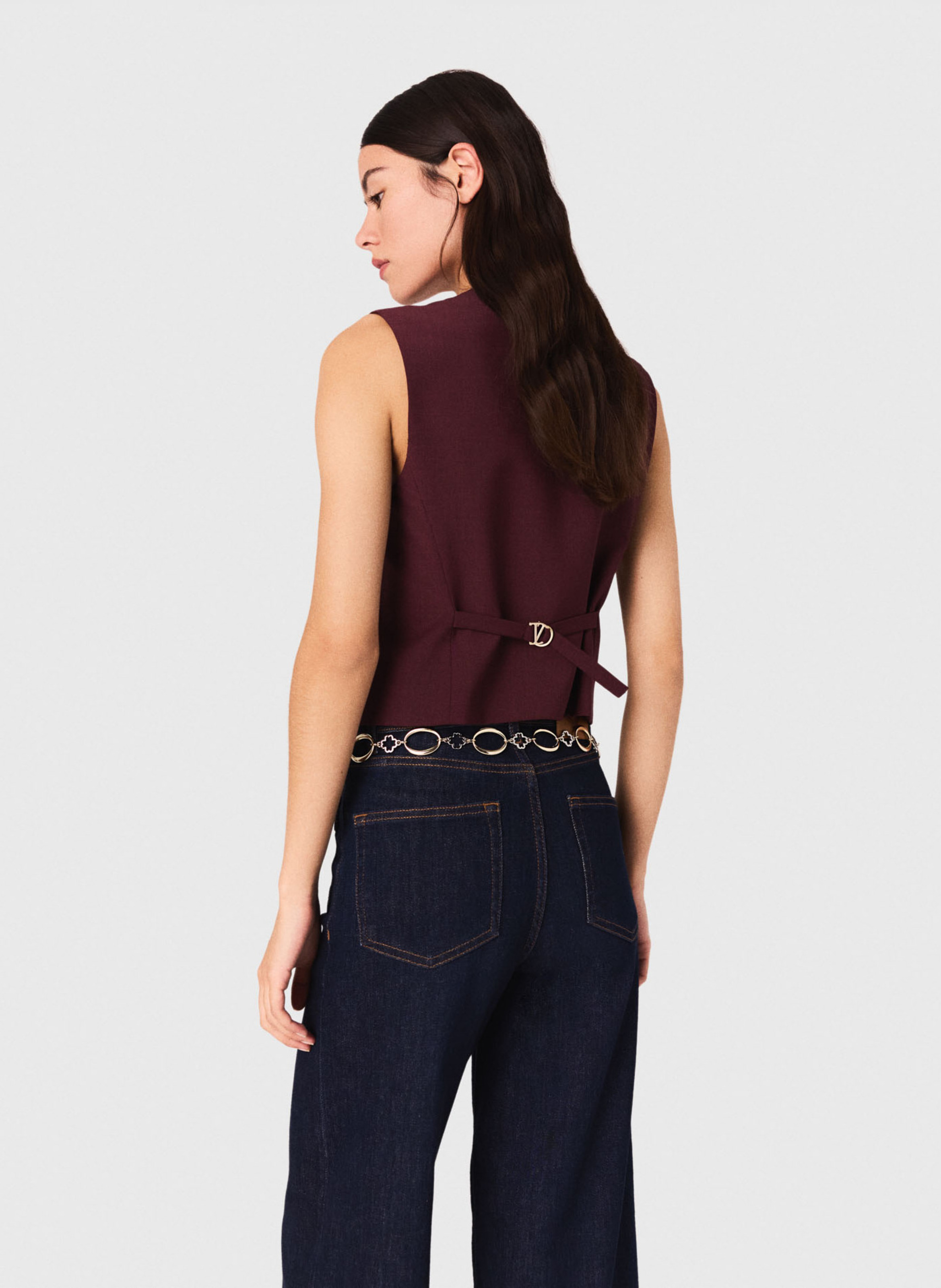 Gilet de tailleur col V MAJE Rouge