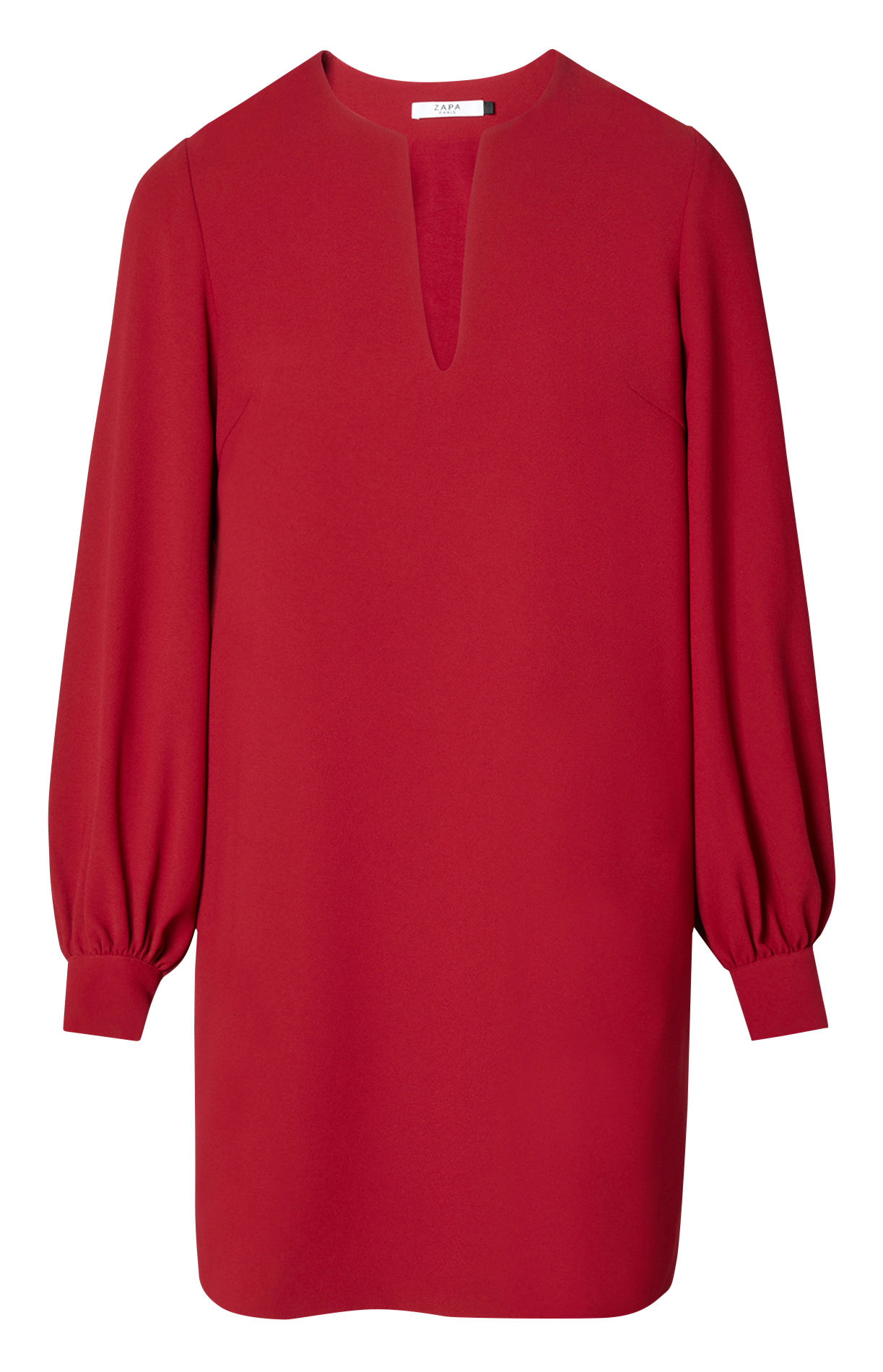 Short straight V-neck dress ZAPA Red