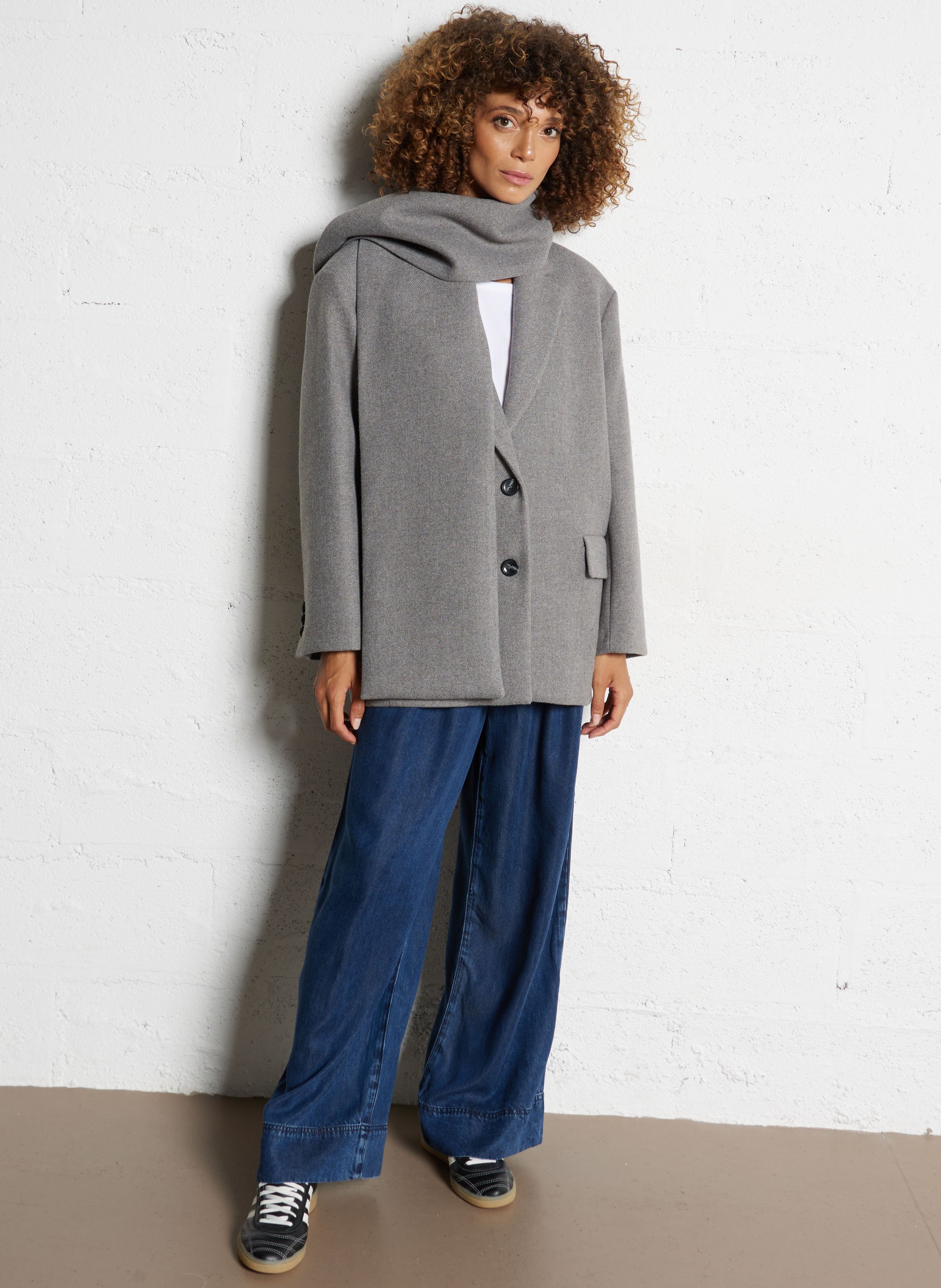 Manteau col tailleur  IMPERIAL Gris