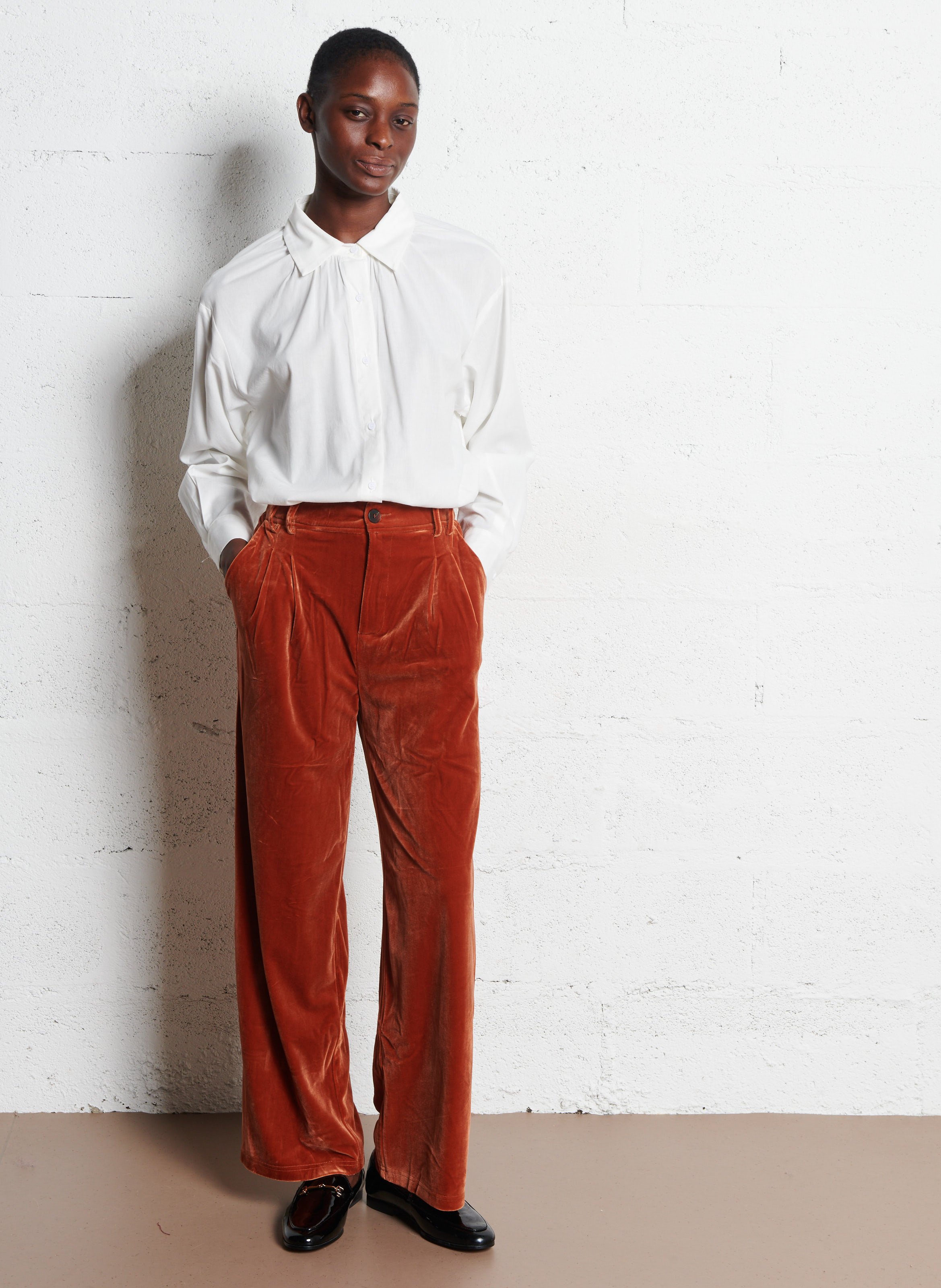 Lace and velvet mixed-media panties SEE U SOON Orange