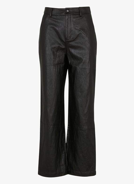 Pantalon droit effet cuir | Noir by THE KORNER Pantalon droit effet cuir Noir