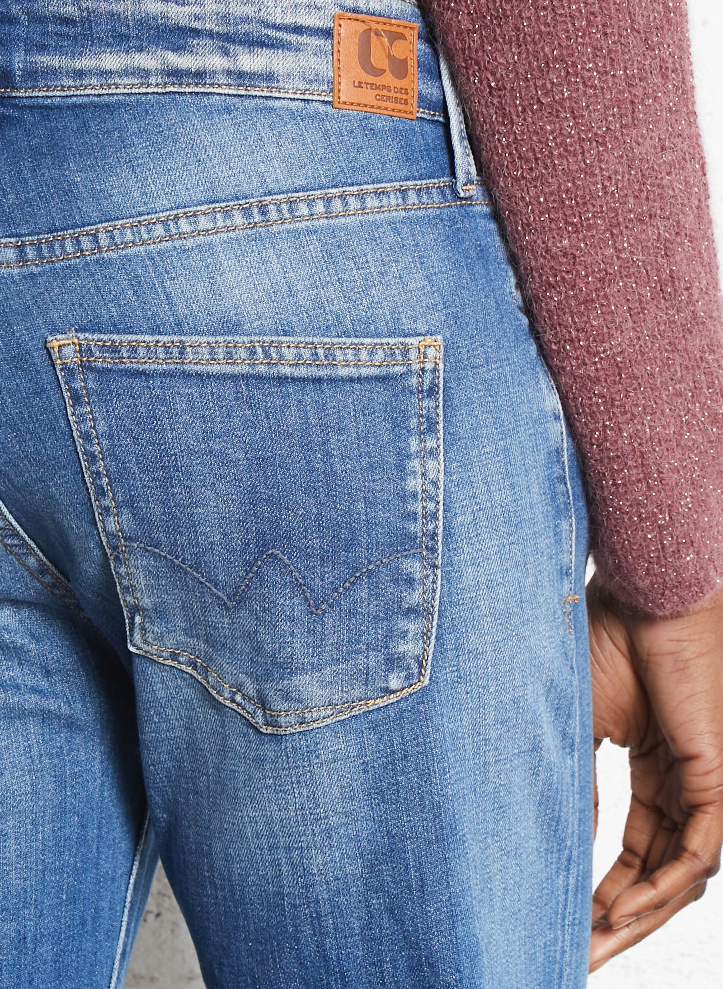 Jean droit taille haute 7/8ème LE TEMPS DES CERISES Bleu