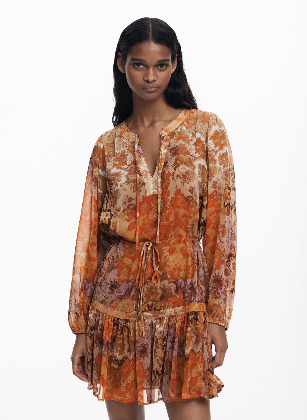 Abito collo rotondo stampato DESIGUAL Arancio