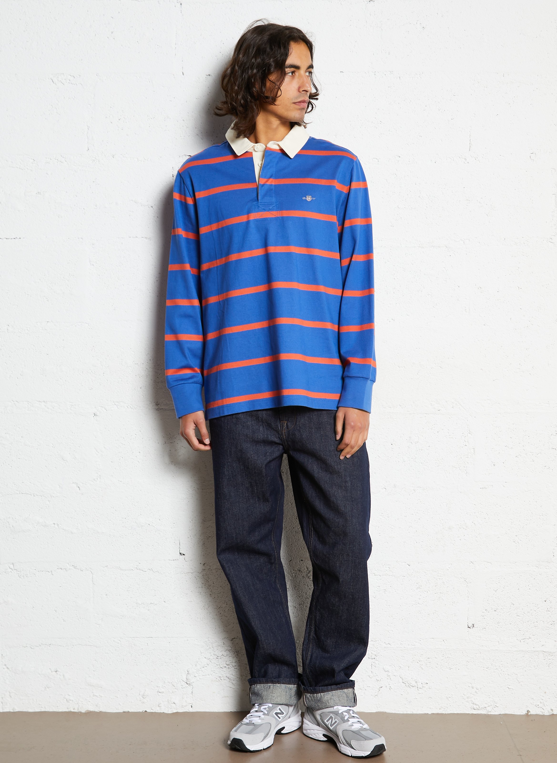 Polo droit en coton GANT Bleu