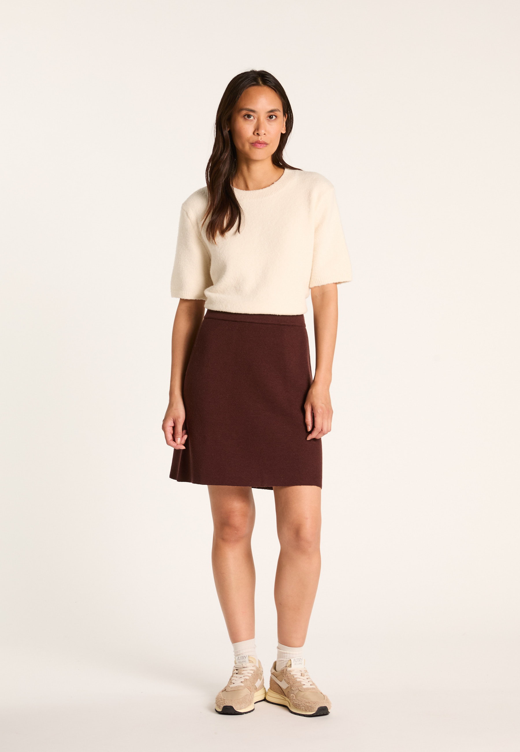 Short merino wool skirt MAISON MONTAGUT Brown
