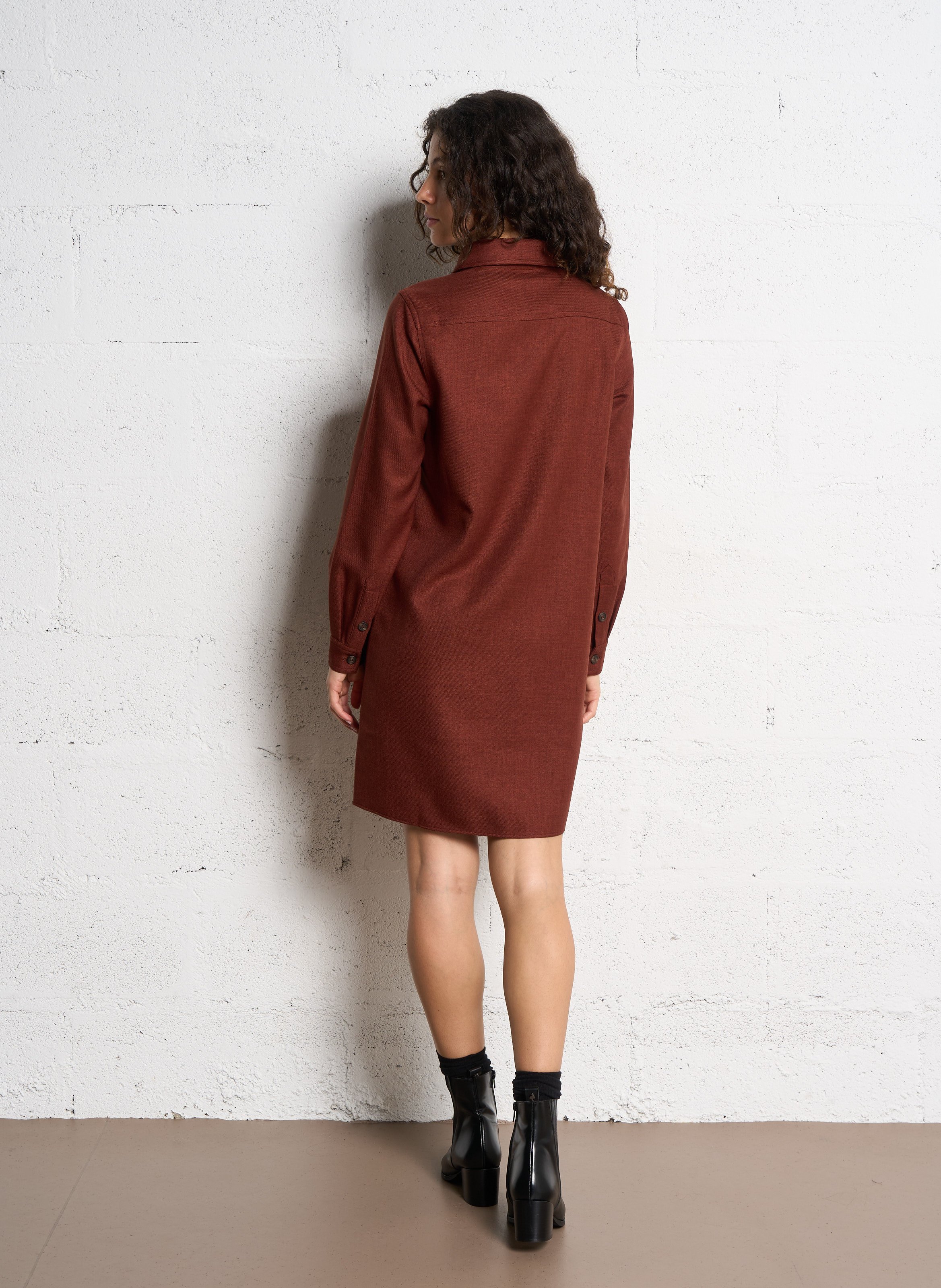 Robe droite unie à col polo boutonné  MAISON 123 Rouge