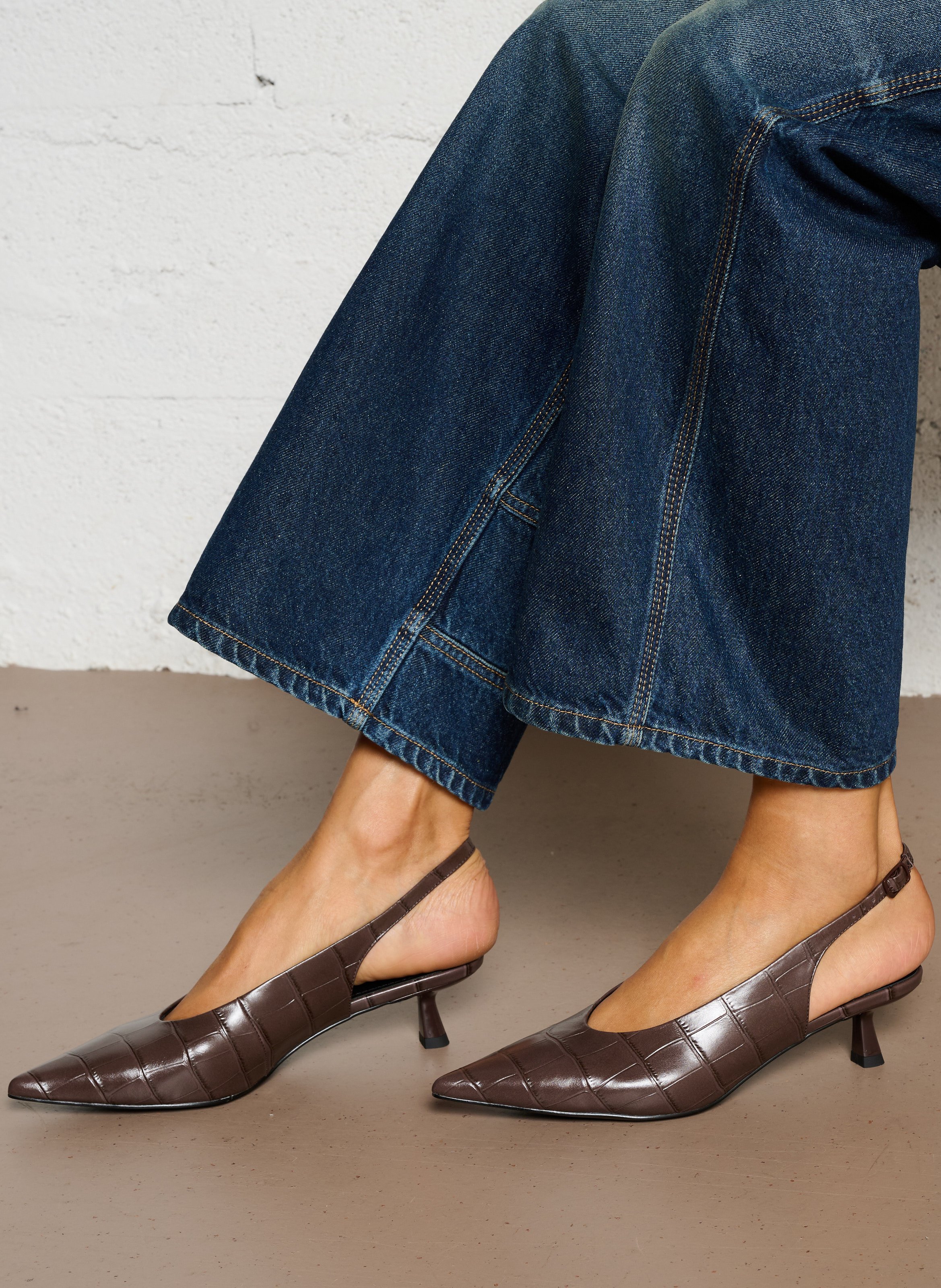 Krokodil-Effekt Leder Pumps BIBI LOU Braun