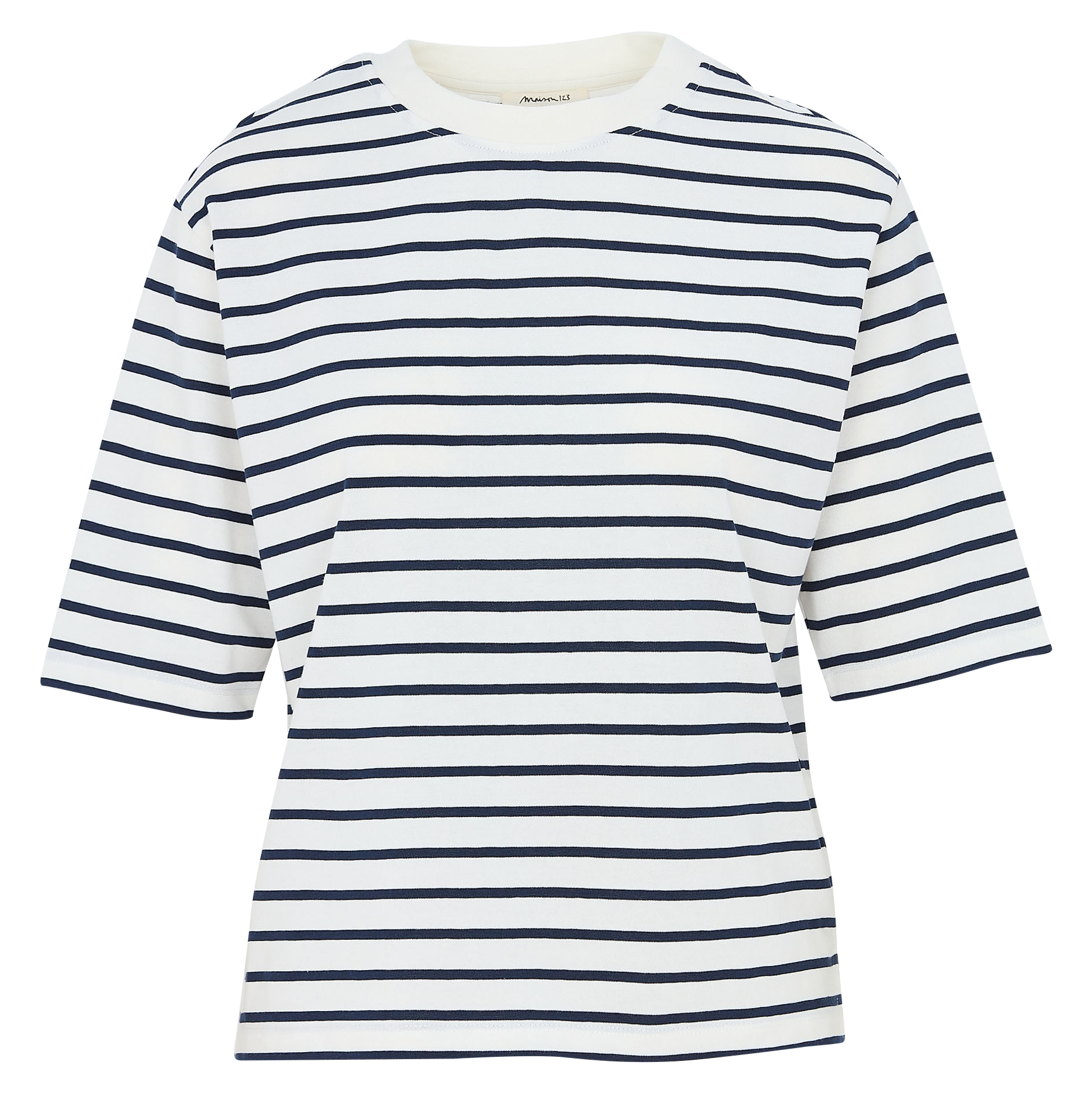 Gerade geschnittenes Rundhals-T-Shirt aus Baumwolle MAISON 123 Blau