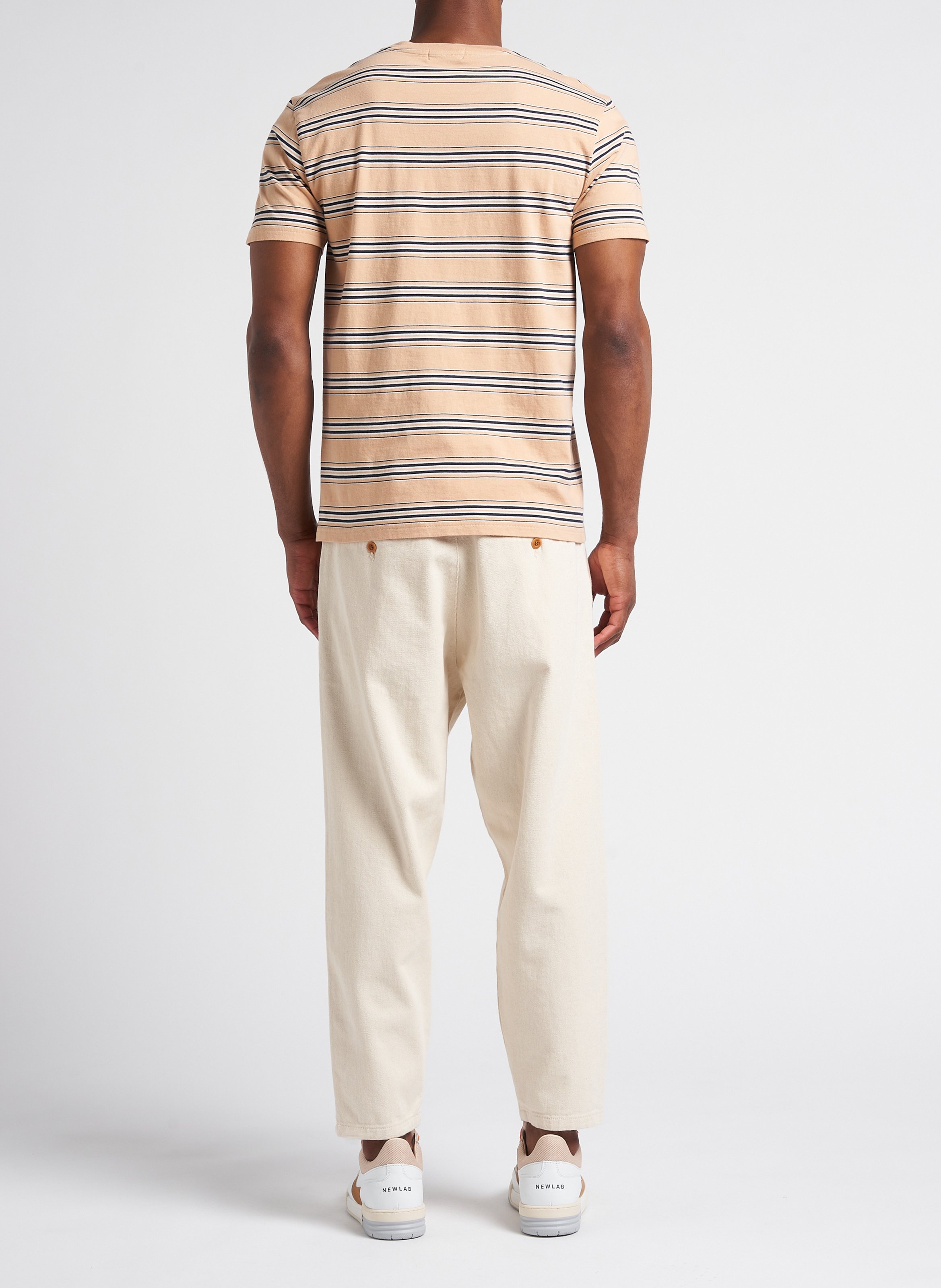 Tee-shirt col rond regular-fit à rayures en coton bio OLOW Orange