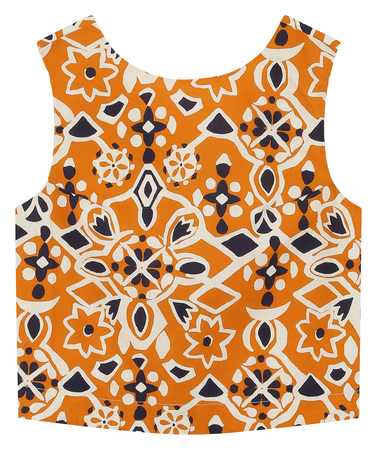 Top droit col rond en coton imprimé GRACE ET MILA Orange