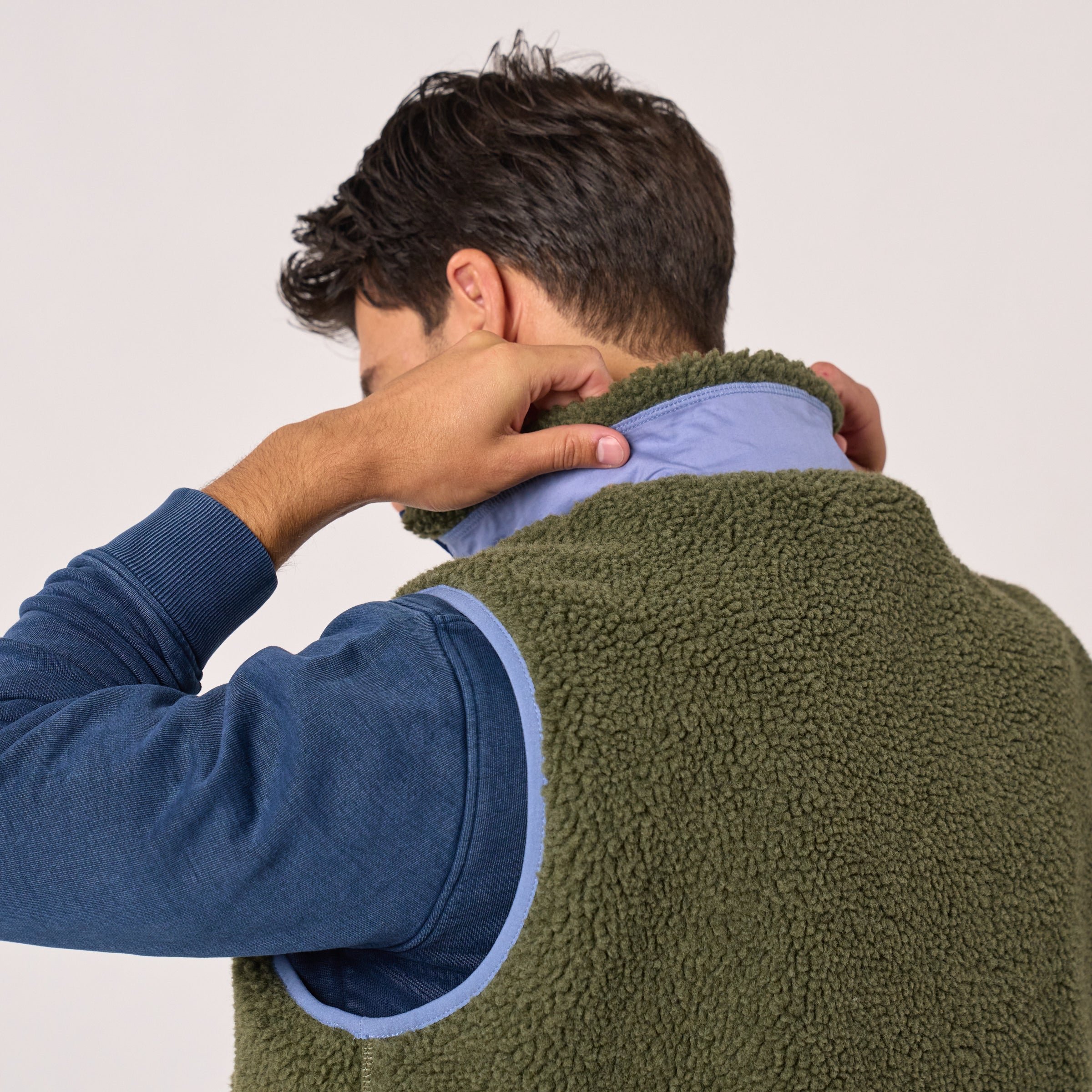 Sleeveless Sherpa Zip-Up Vest Khaki