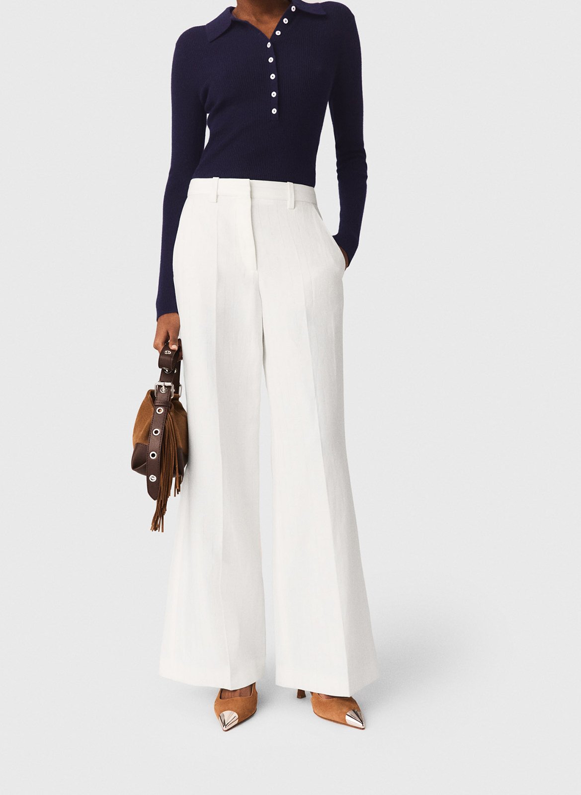 Rechte broek met strepen  MAJE Wit