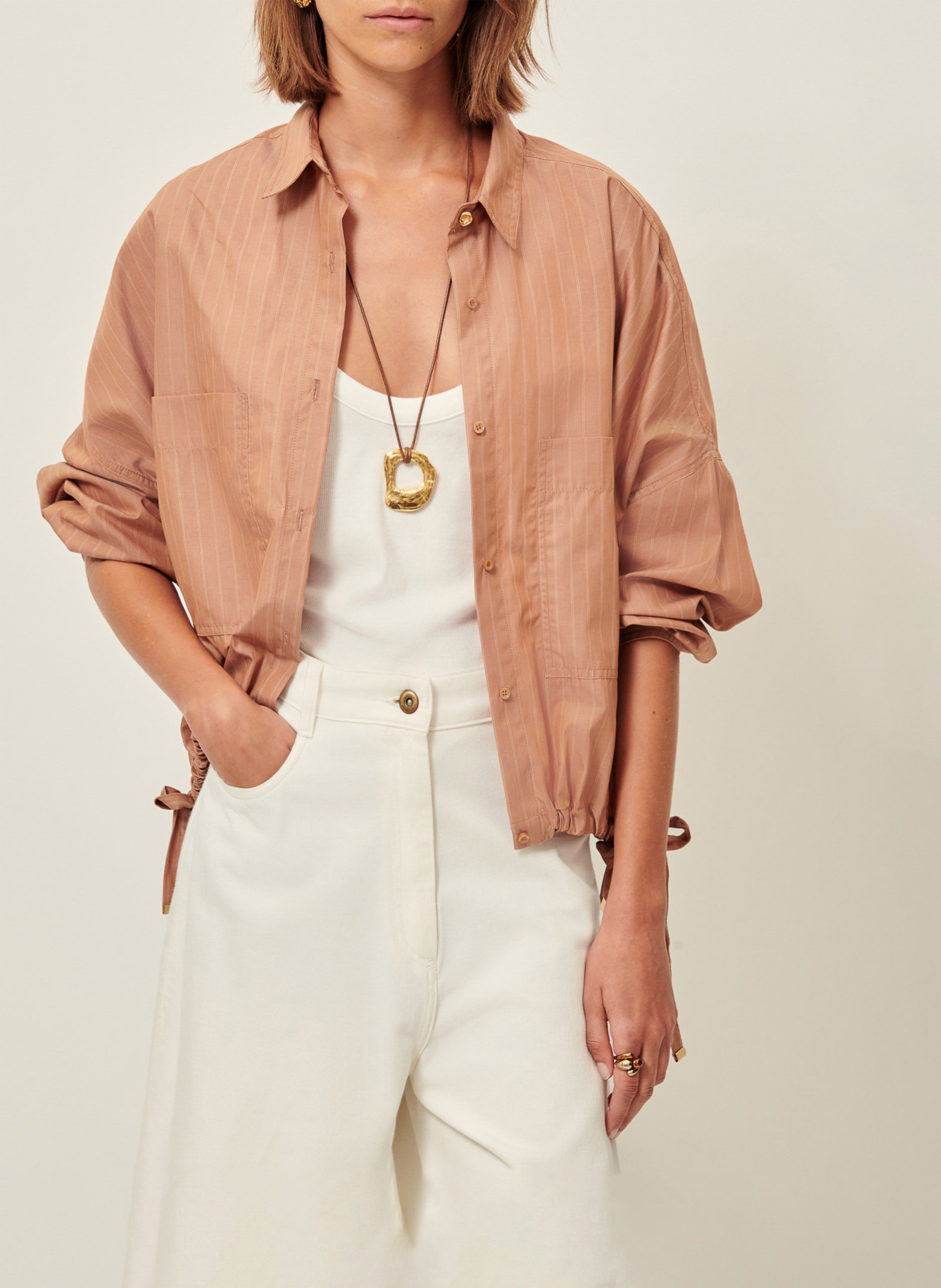 Chemise col classique en coton mélangé SESSUN Beige