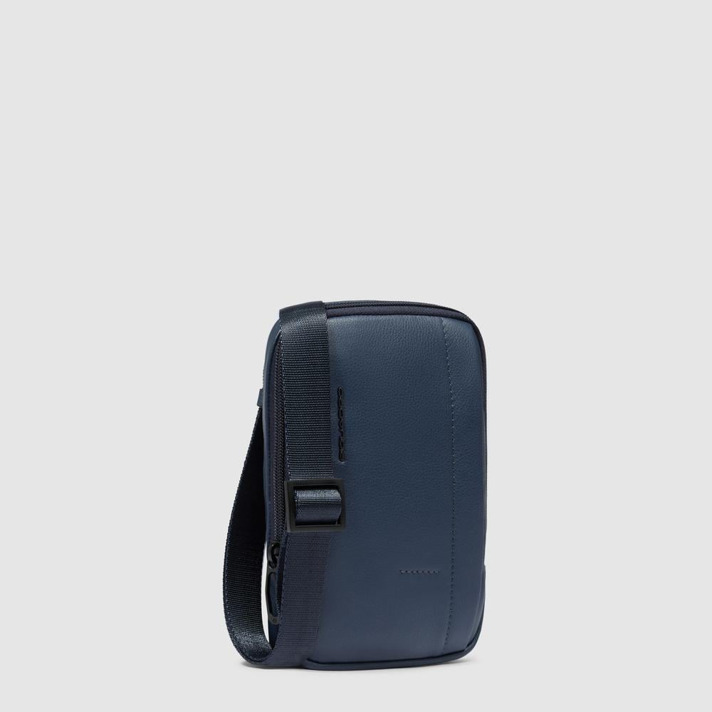 Leather phone crossbody pouch with credit card holder and RFID protection Blue