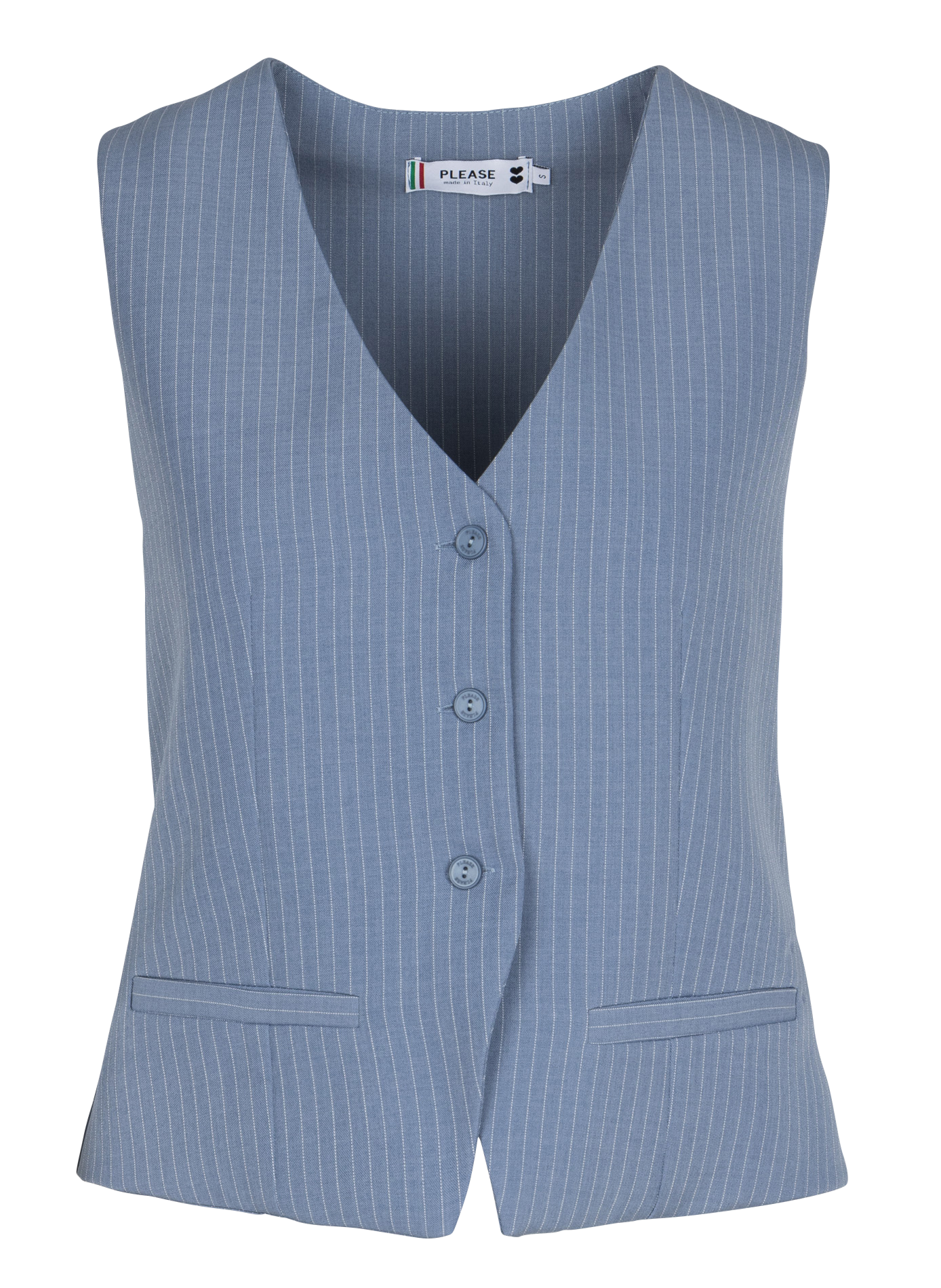 Sleeveless Striped Tailored Vest PLEASE Blue
