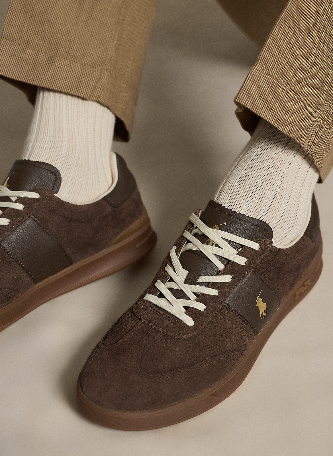 Baskets basses en cuir POLO RALPH LAUREN Marron