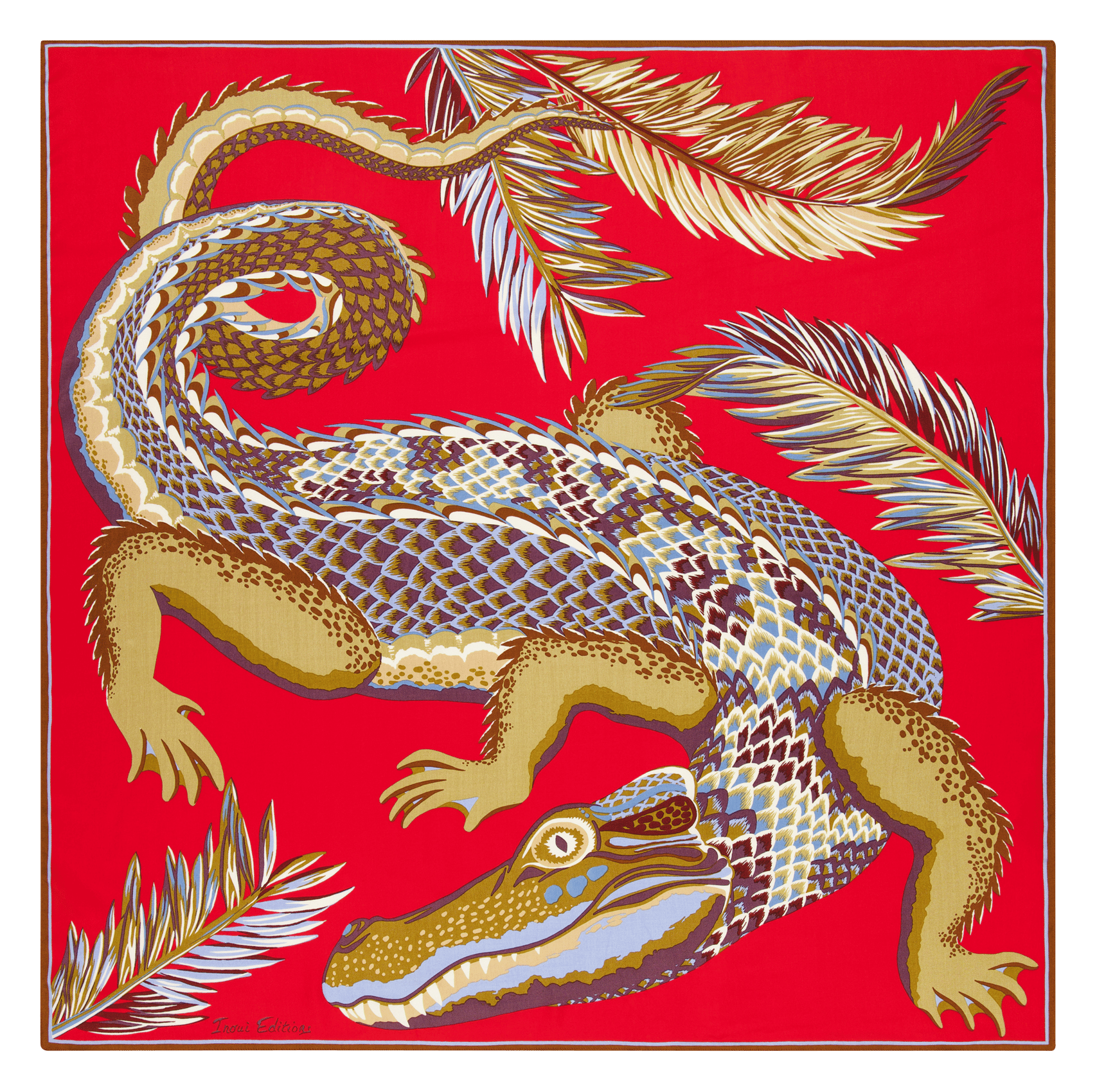 Foulard imprimé en soie mélangée INOUI EDITIONS Rouge