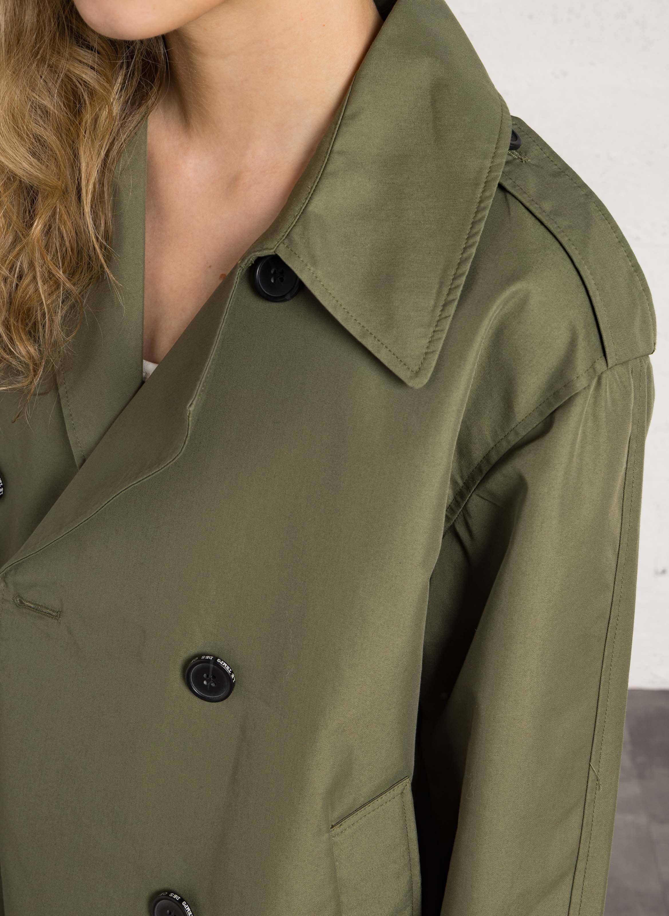 Cotton-blend oversized trench coat LE TEMPS DES CERISES Green