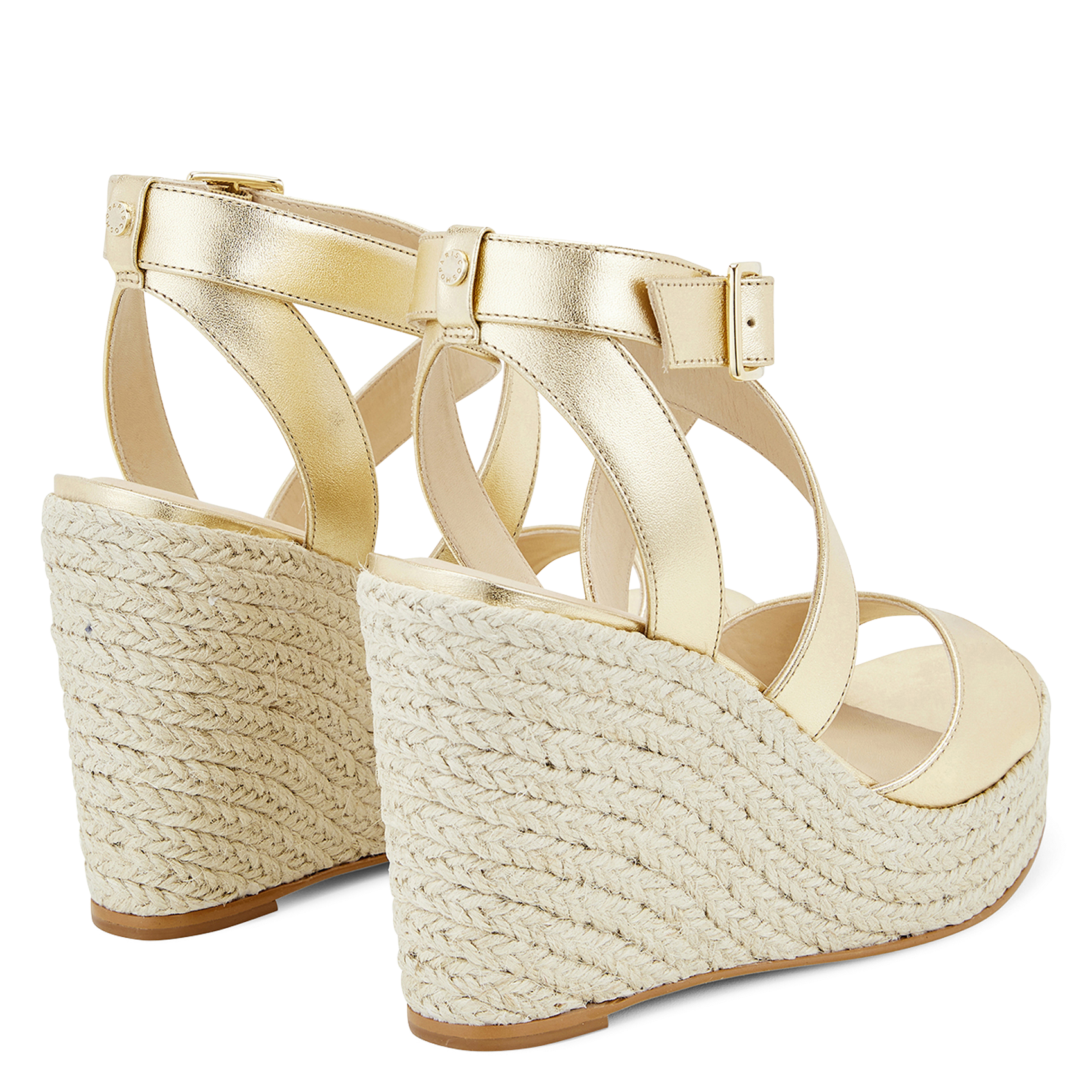 Hoge, leren sandalen met sleehak COSMOPARIS Goudkleurig