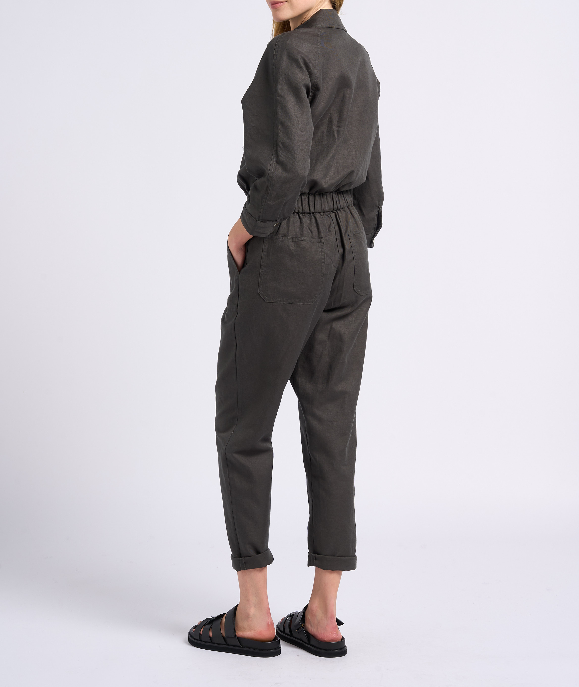 Flat leather sandals BOBBIES Black