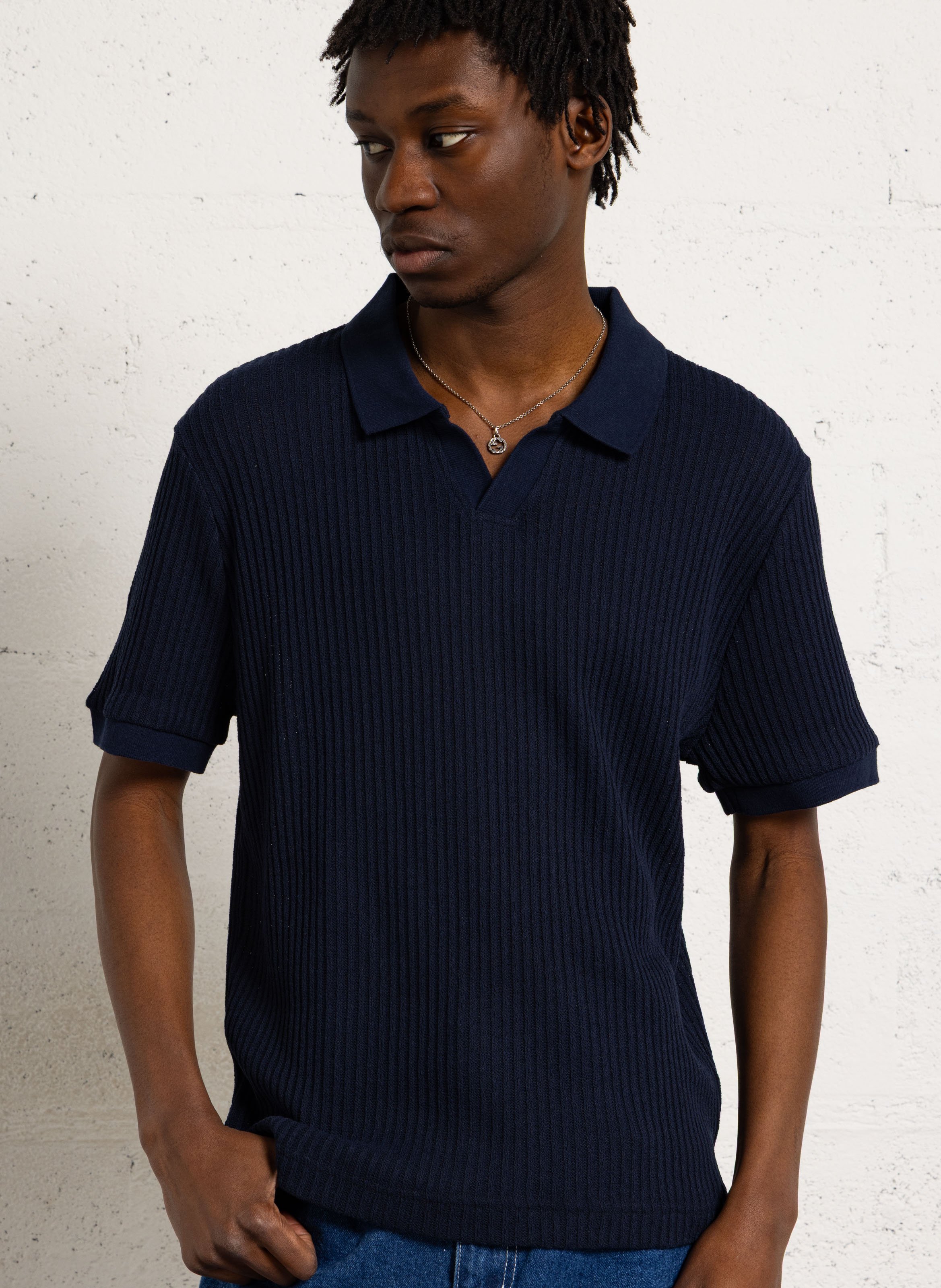 Polo droit en coton mélangé AU PRINTEMPS PARIS