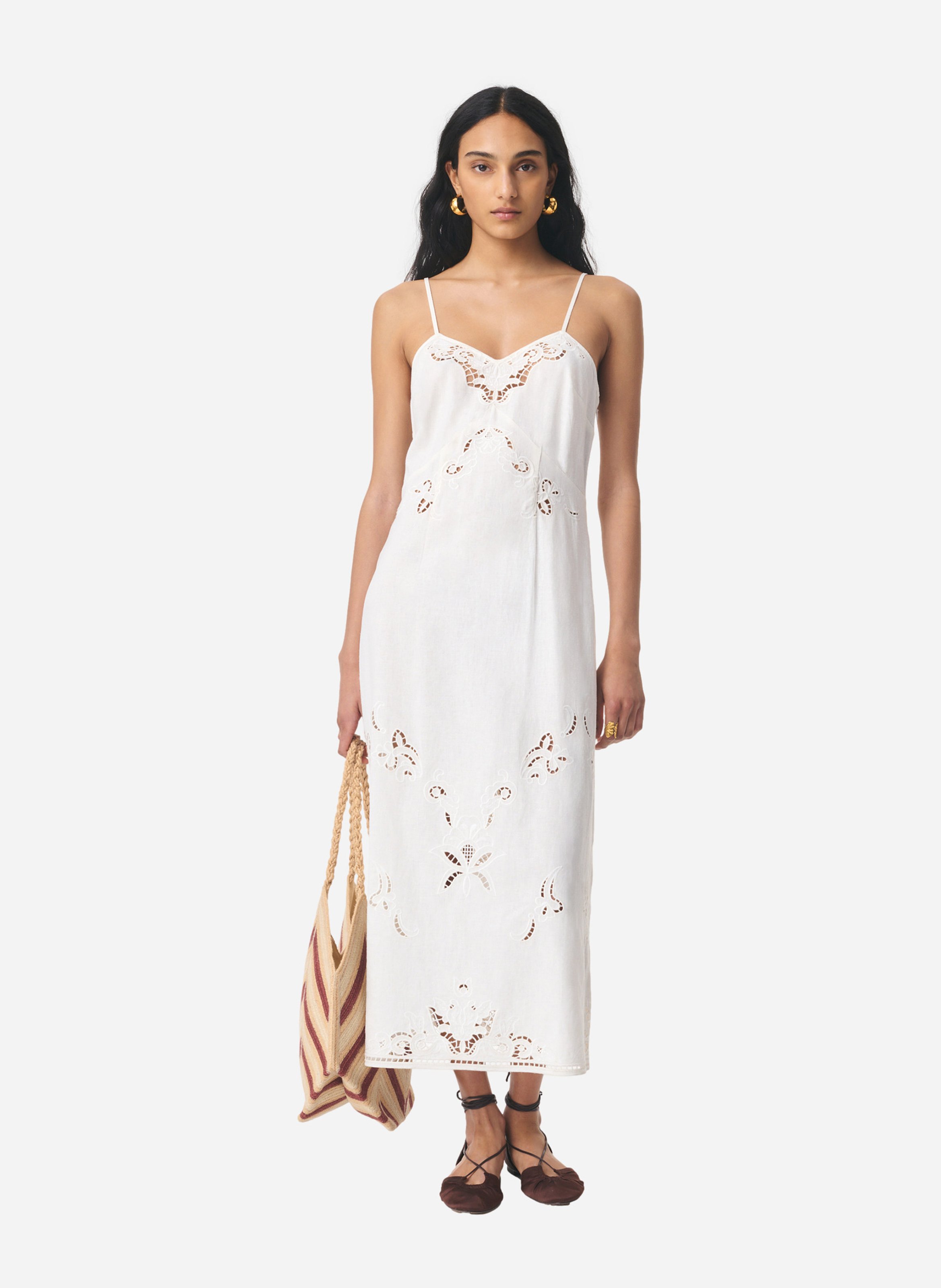 Robe nuisette à broderies VANESSA BRUNO Blanc