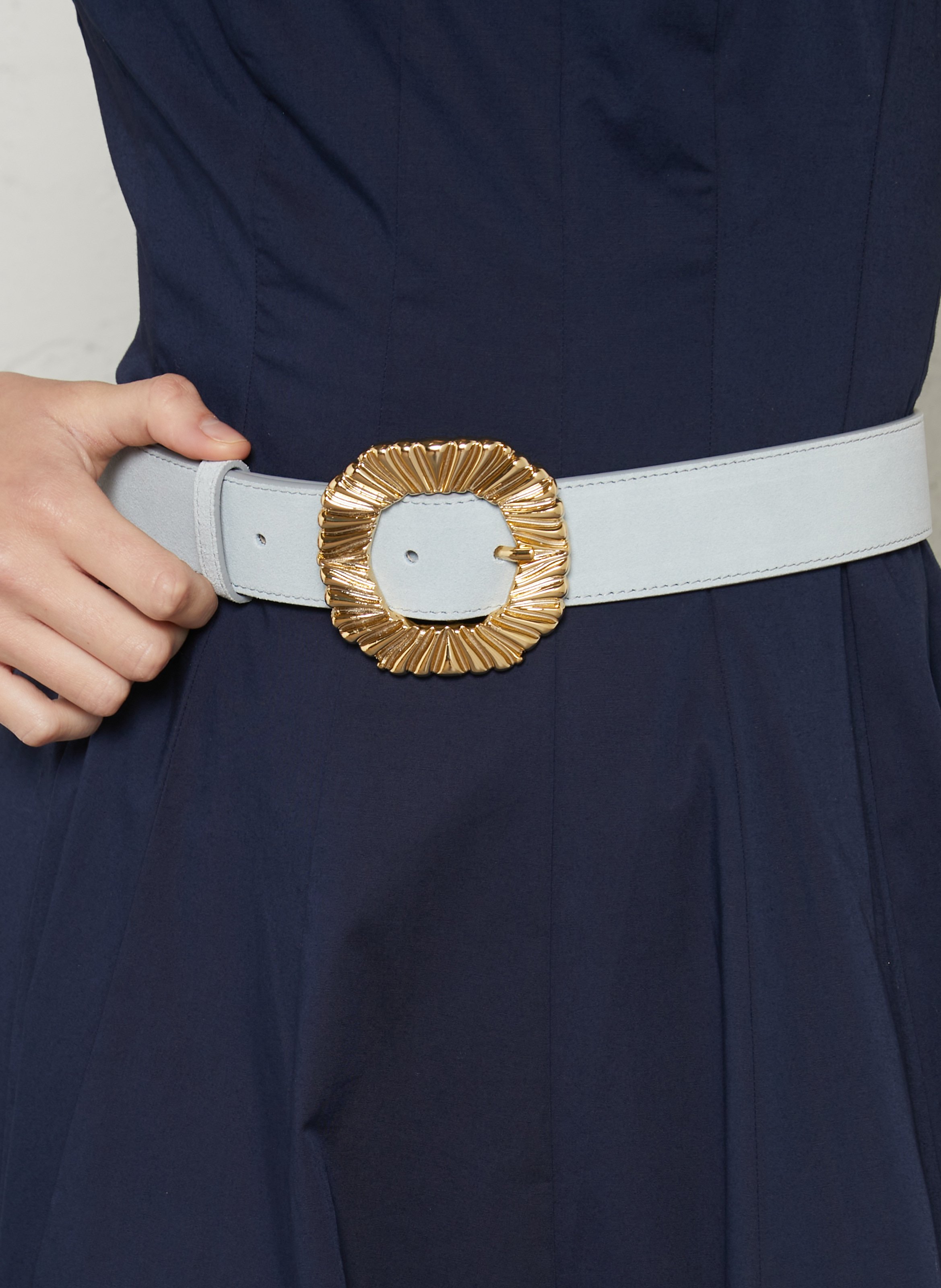 Suèdeleren riem met gesp Blauw