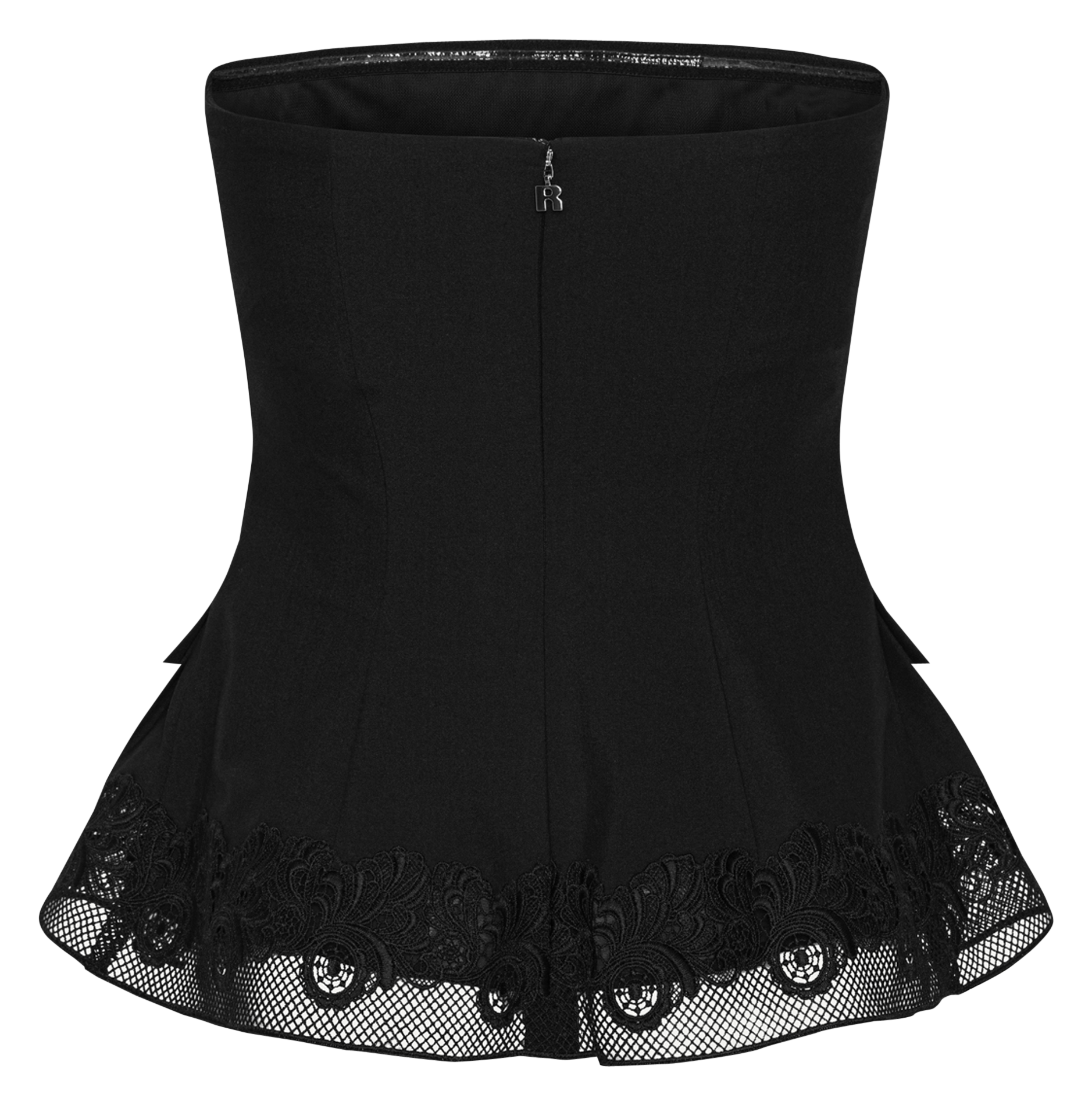 Peplum bustier with lace ROTATE Black