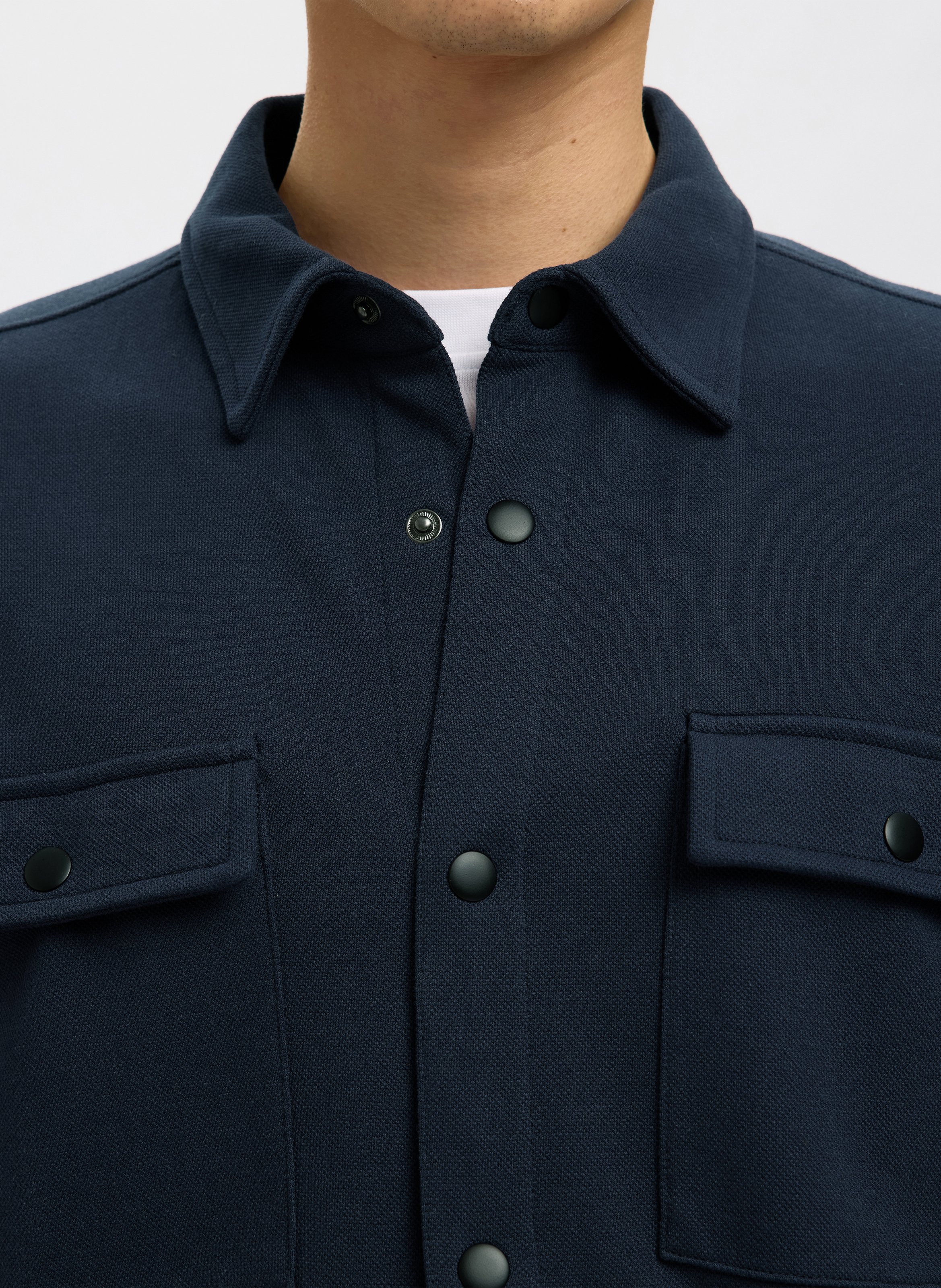 Chemise droite boutonnée unie SELECTED Bleu