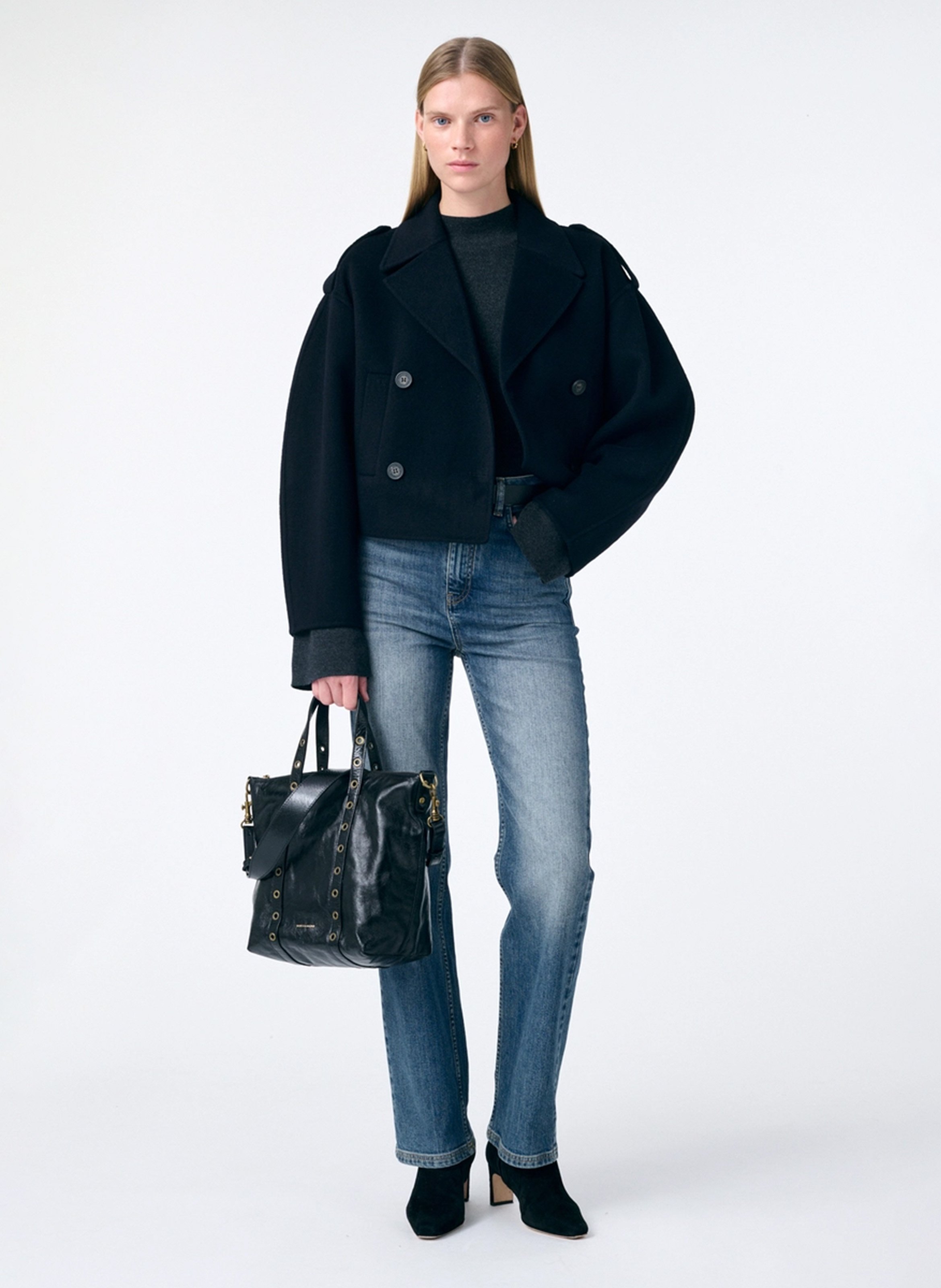 Oversized jas met reverskraag van gemengd wol VANESSA BRUNO Blauw