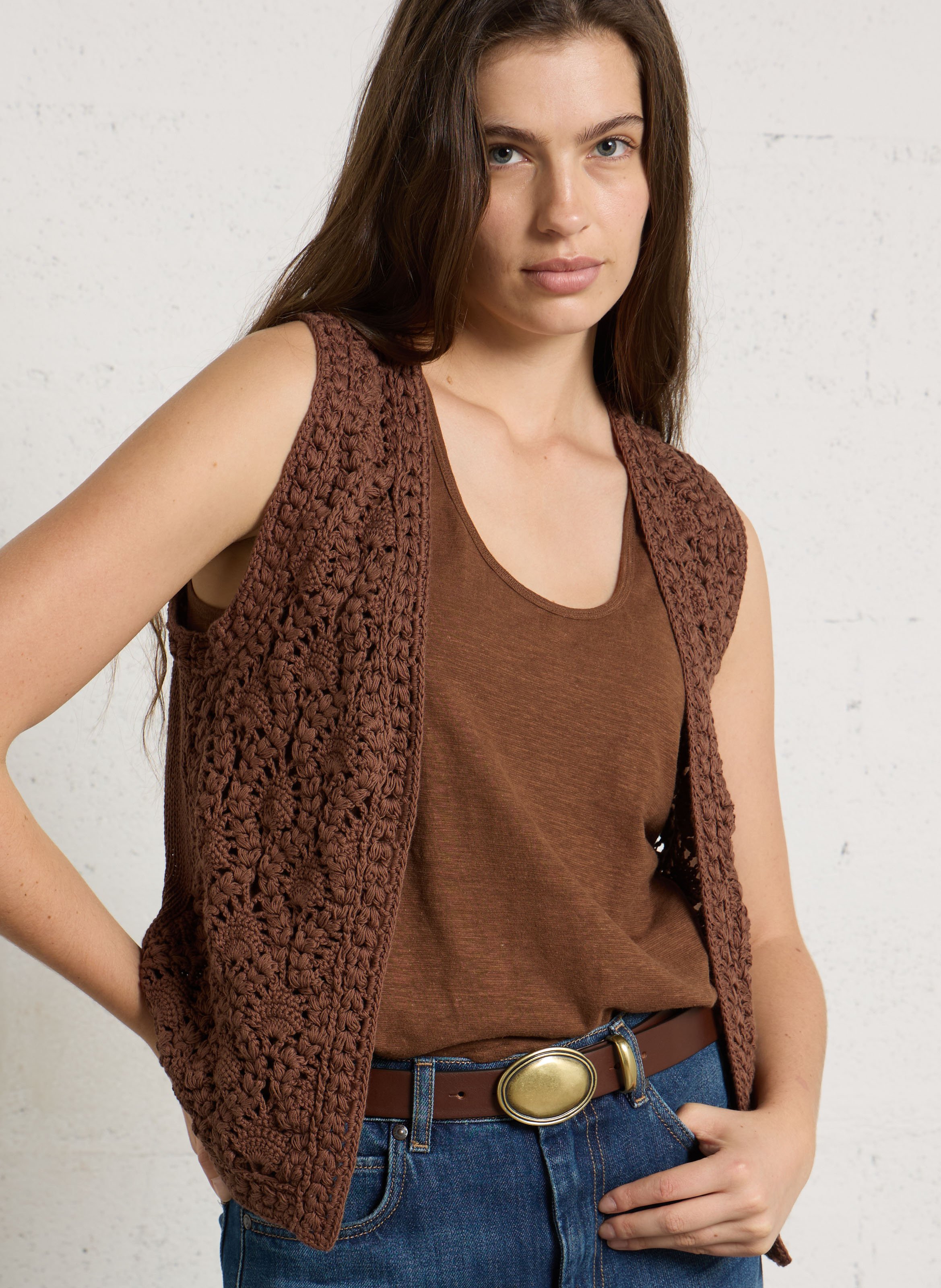 Gilet droit en coton  MAISON 123 Beige
