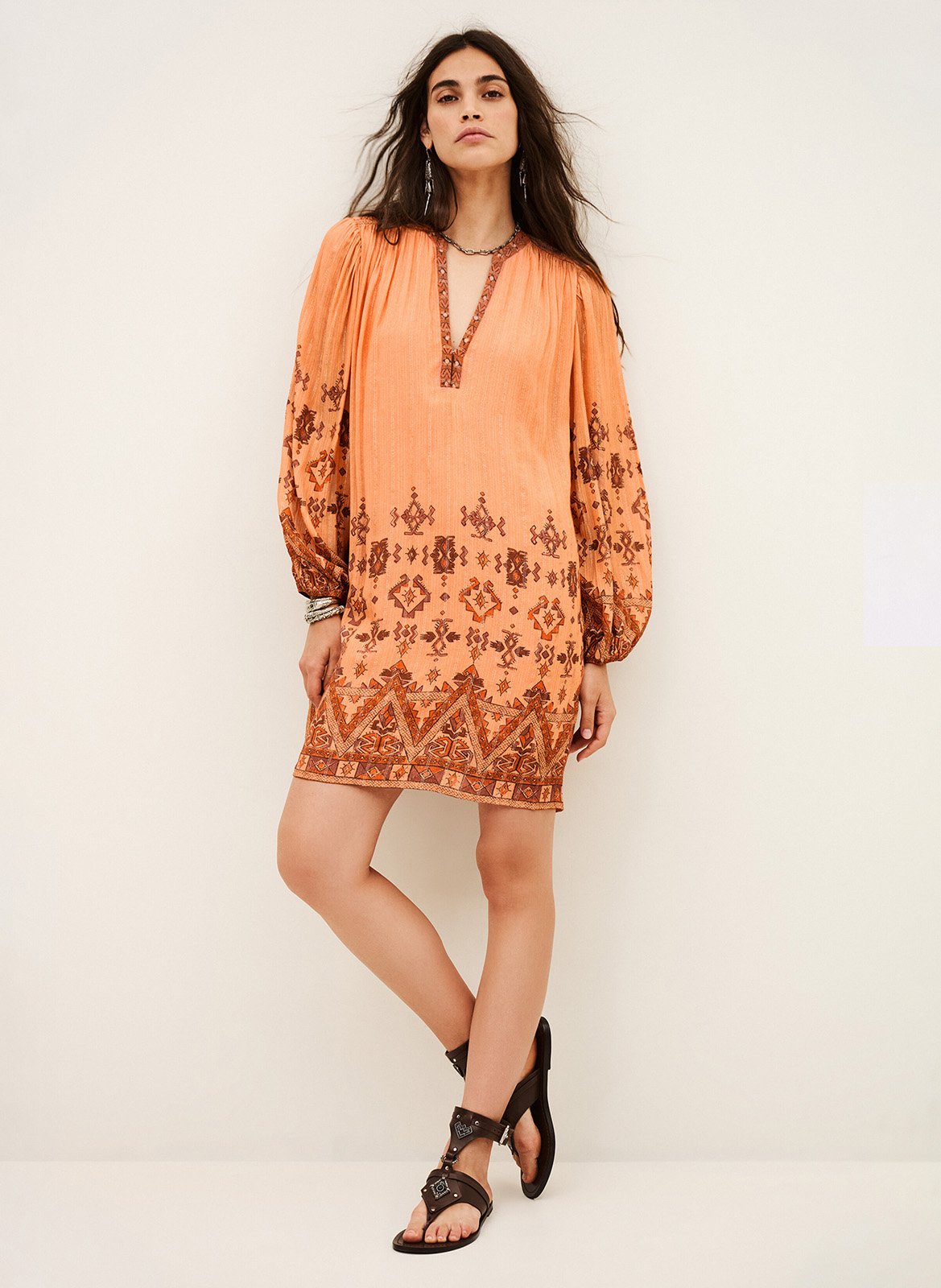 Robe courte imprimée BA&SH Orange