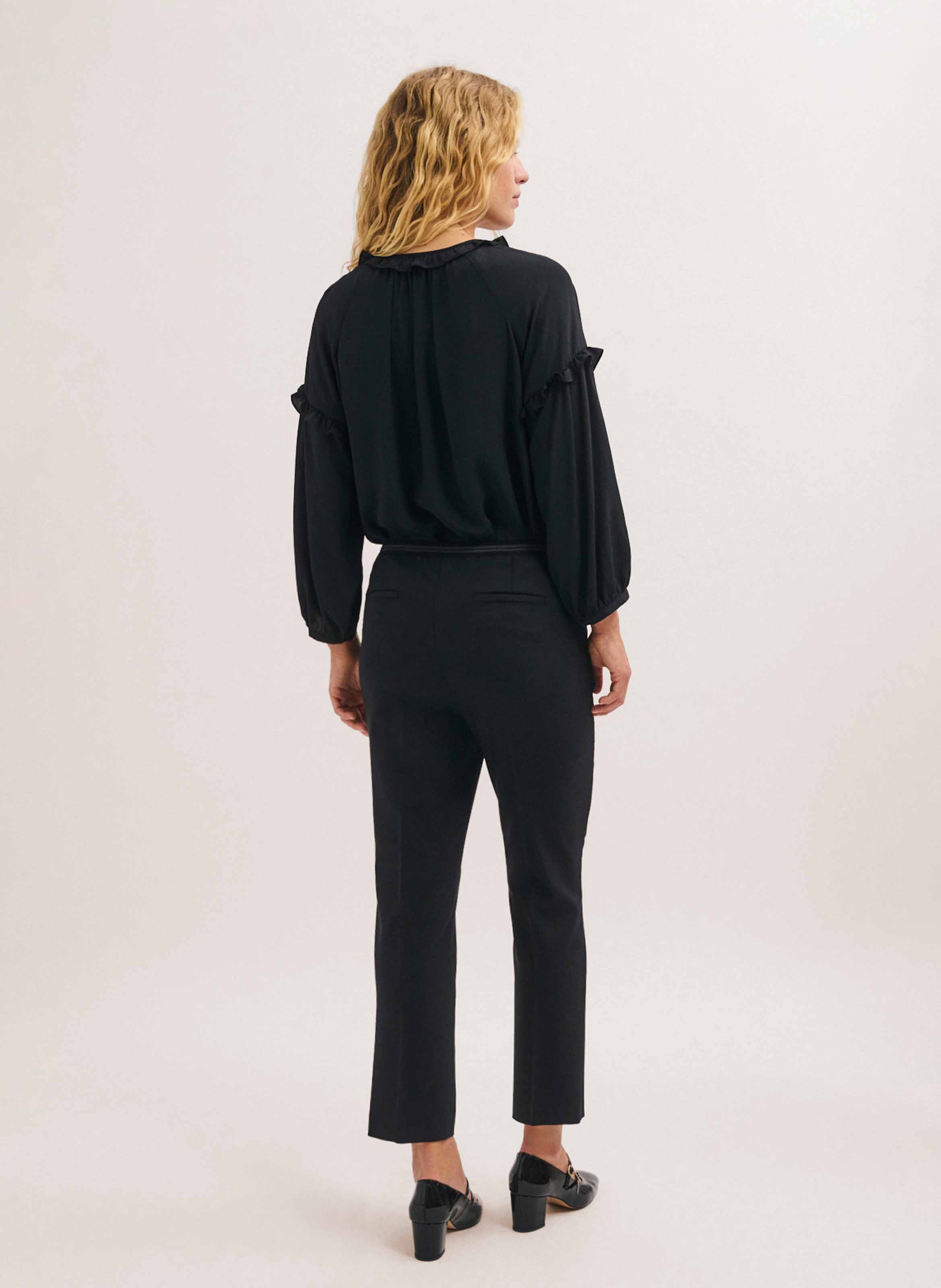 Pantalon droit en laine mélangée PABLO Noir