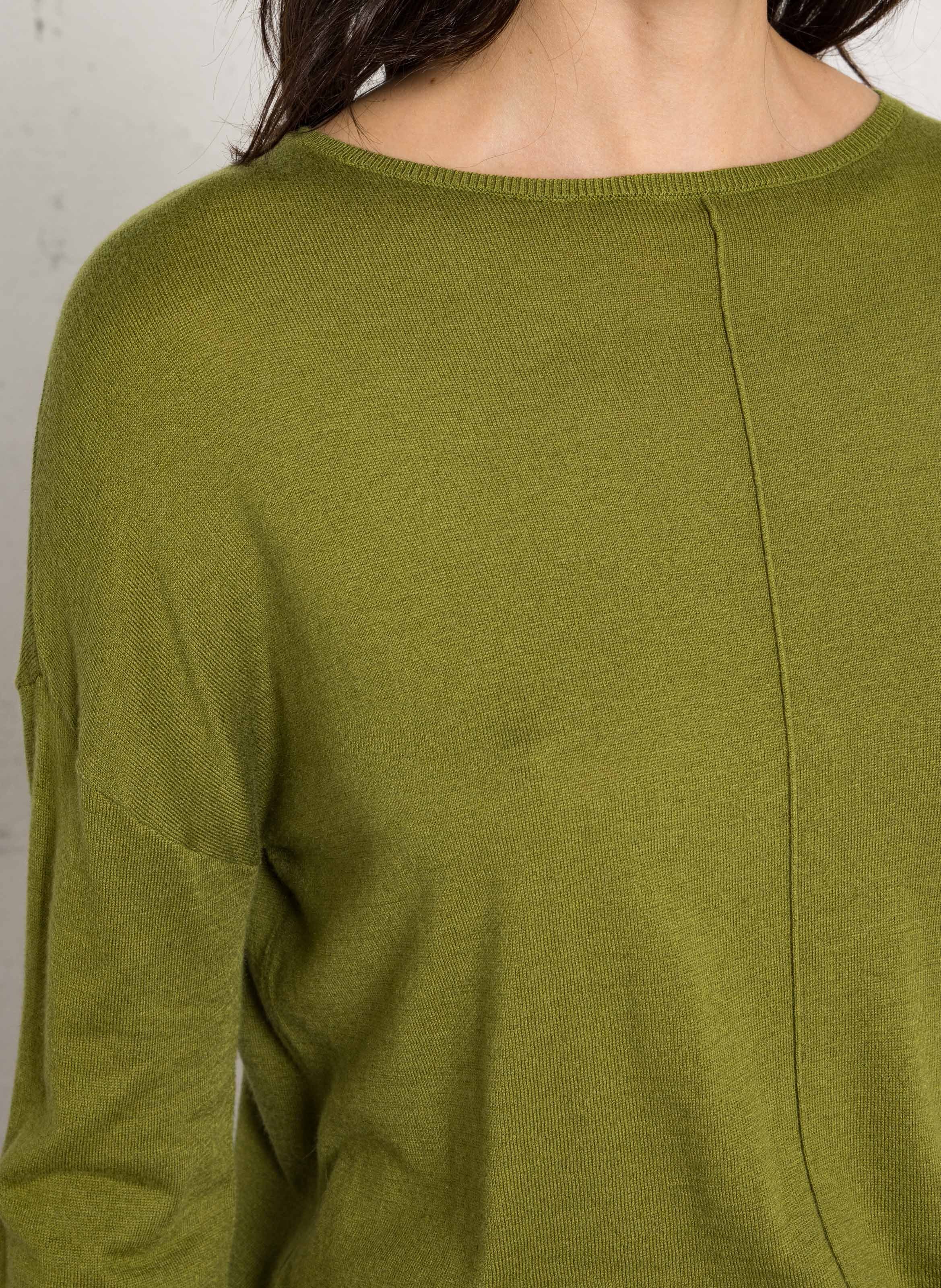 Trui met boothals en lange mouwen in effen kleur. SUD EXPRESS Groen