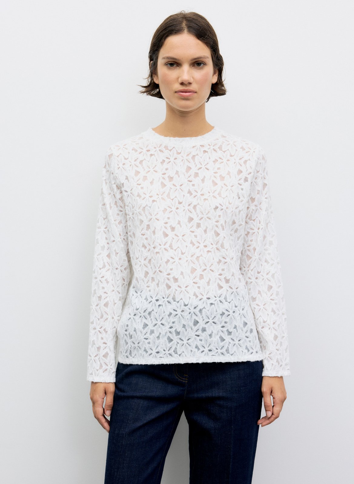 T-shirt droit col rond en dentelle GERARD DAREL Beige