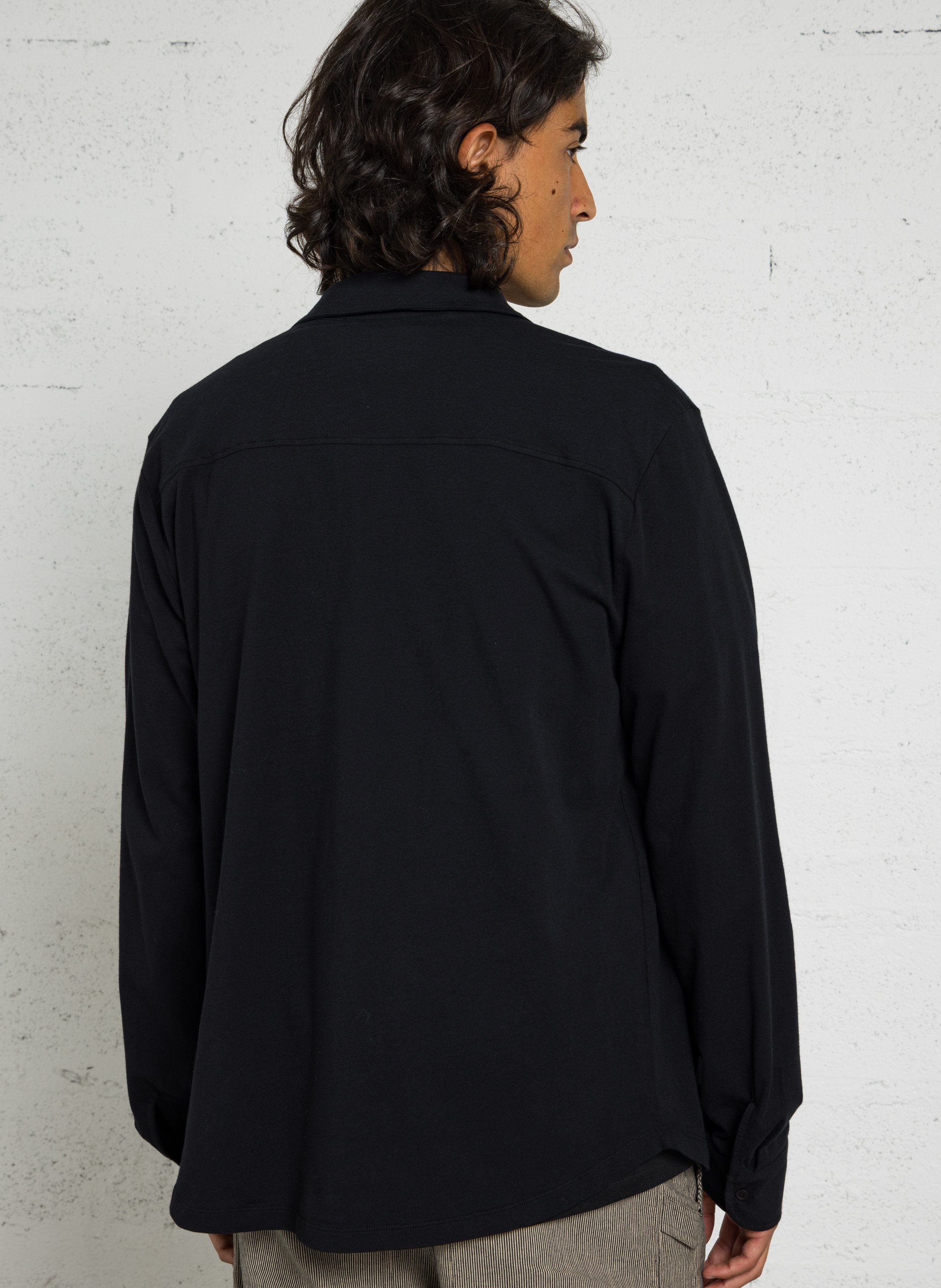 Chemise droite douce unie MAJESTIC FILATURES Noir